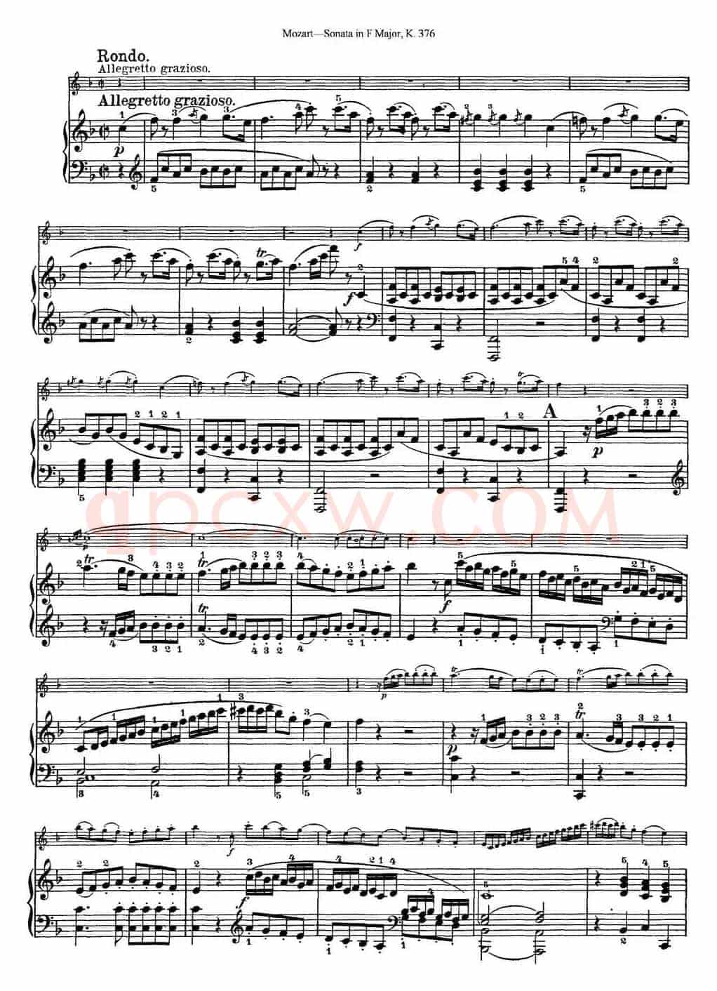 Violin Sonata in F Major K.376（小提琴+钢琴伴奏）