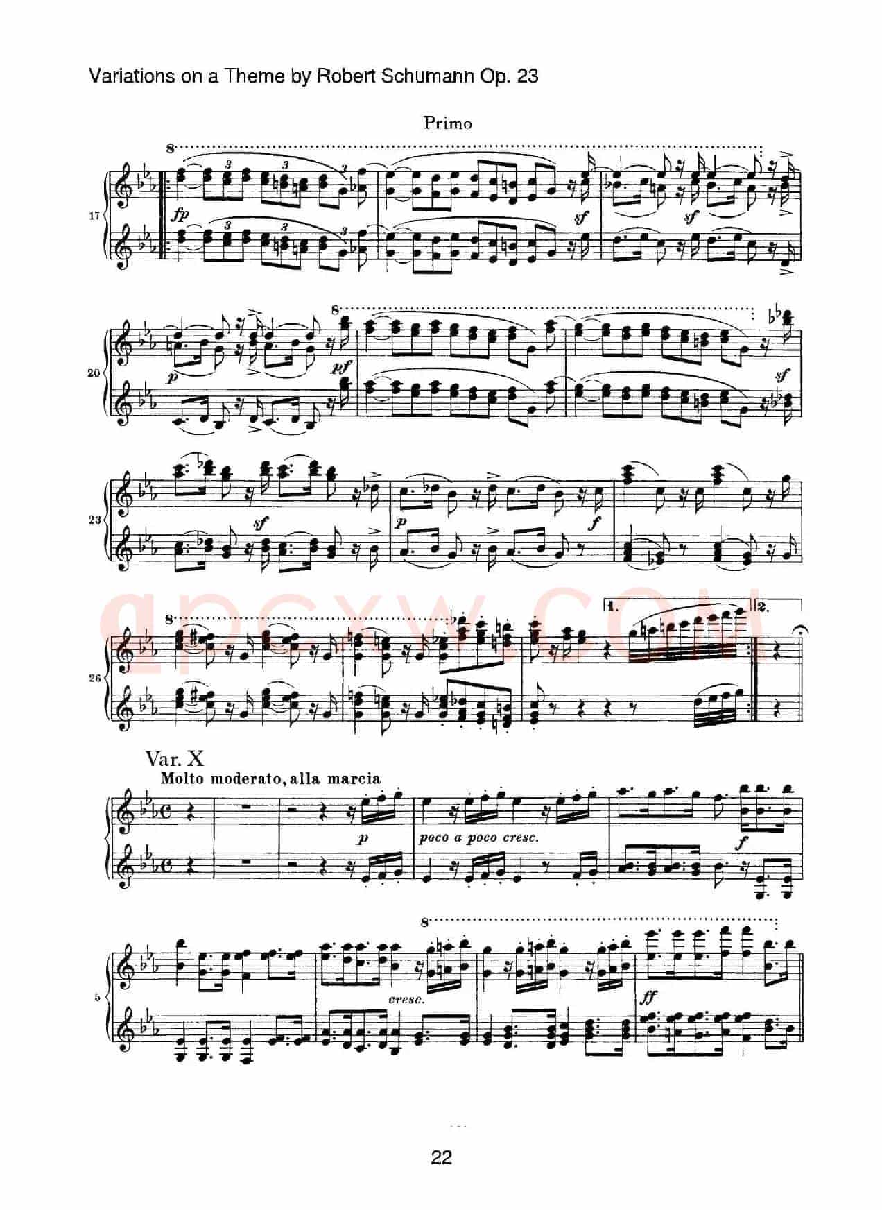 Variations on a Theme by Robert Schumann Op.23(舒曼主题变奏曲)(四手联弹)