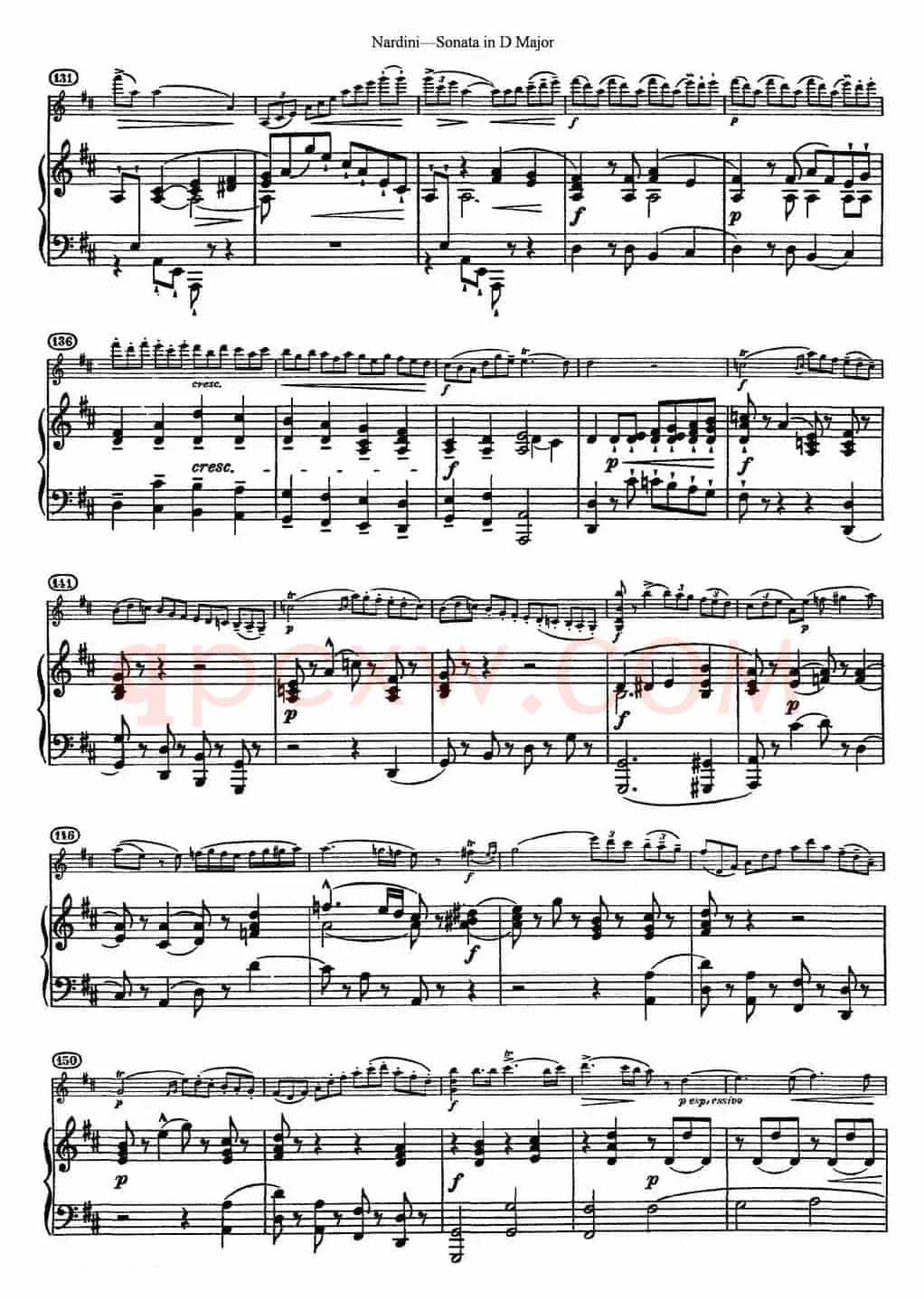 Nardini Violin Sonata in D Major（小提琴+钢琴伴奏）