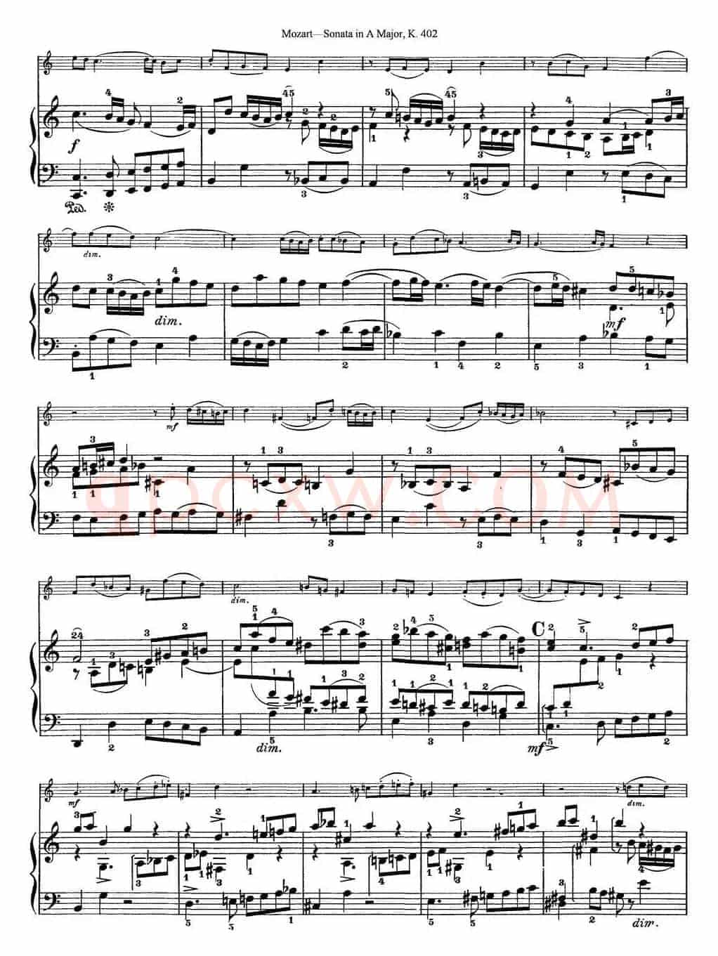Violin Sonata in A Major K.402（小提琴+钢琴伴奏）