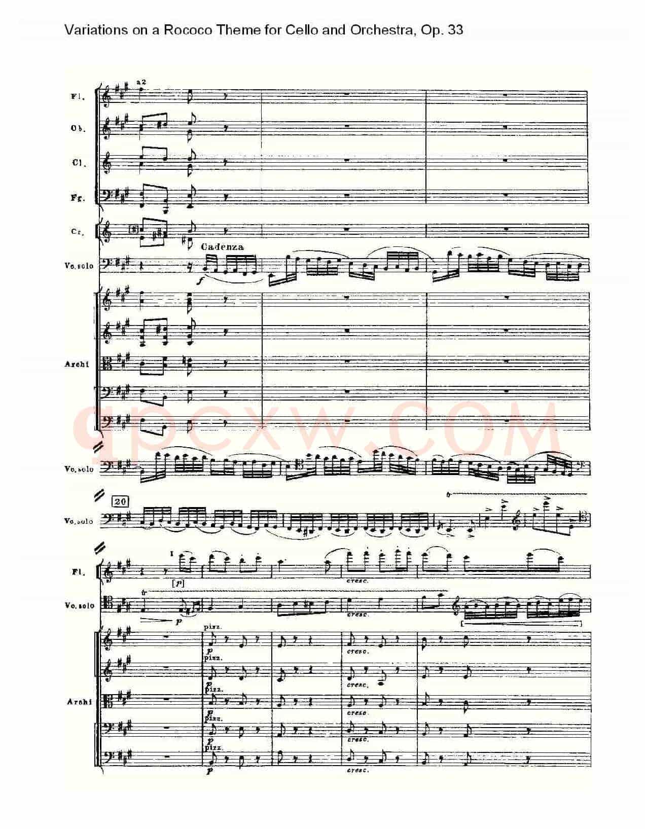 大提琴与管弦乐洛可可主题a小调变奏曲, Op.33(一)
