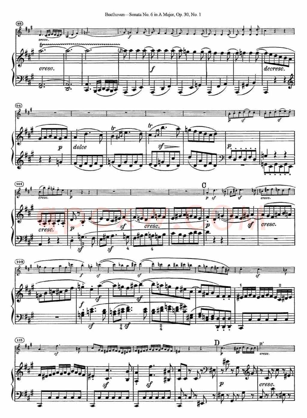 Violin Sonata No.6 in A Major Op.30 No.1（小提琴+钢琴伴奏）