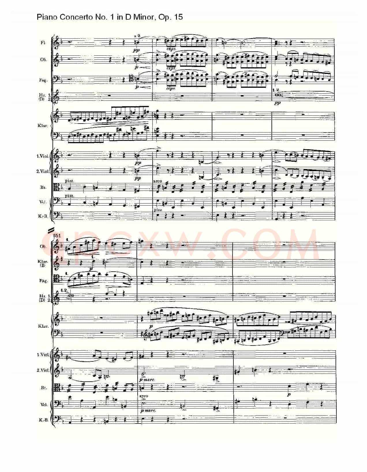 D小调钢琴第一协奏曲, Op.15第一乐章(二)