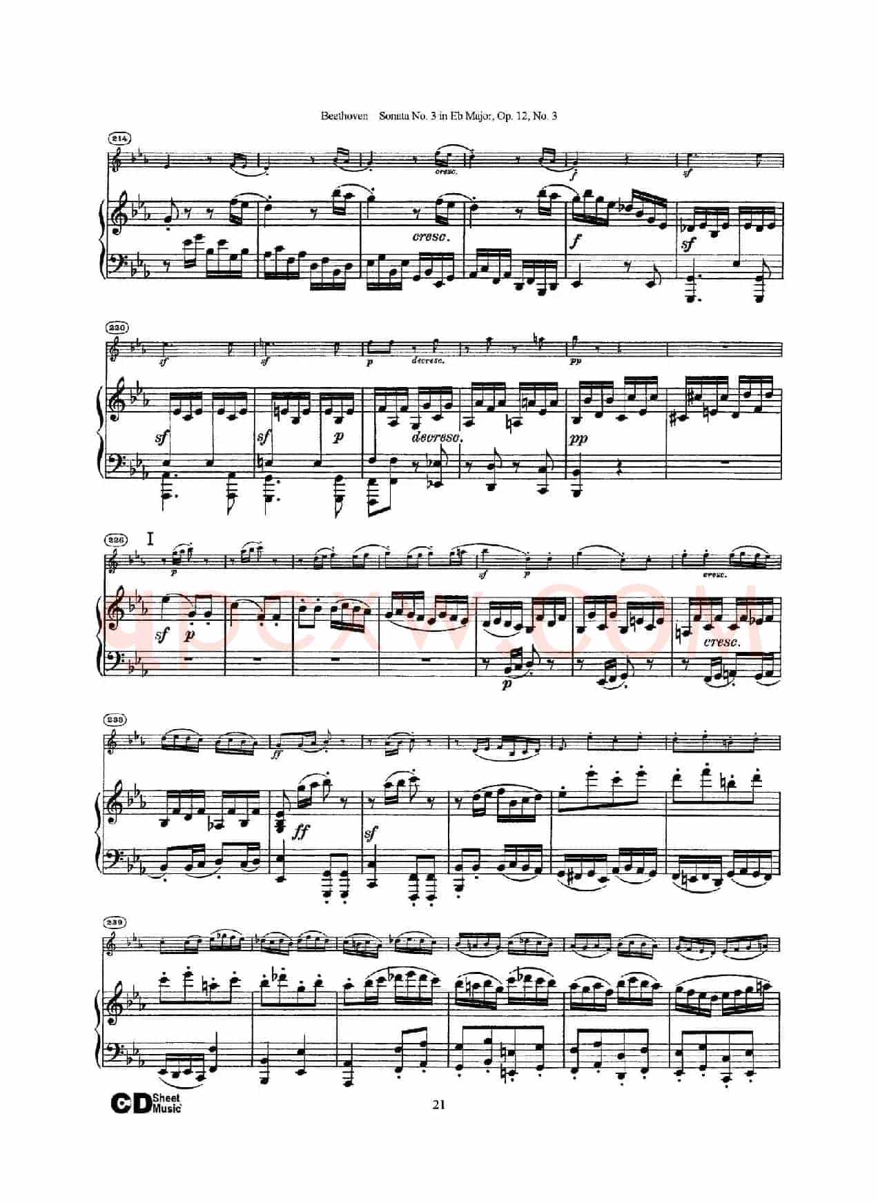 降E大调第三小提琴奏鸣曲（Sonata No.3 in Eb Major Op.12,No.3）（小提琴+钢琴伴奏）
