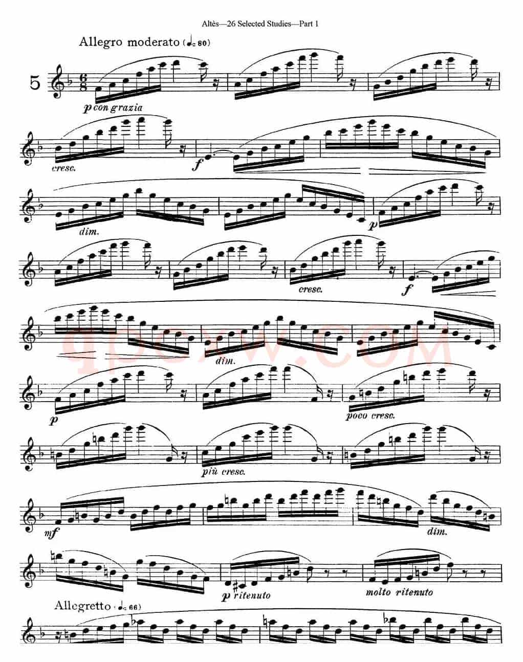 阿尔泰斯26首精选长笛练习曲（NO.5）