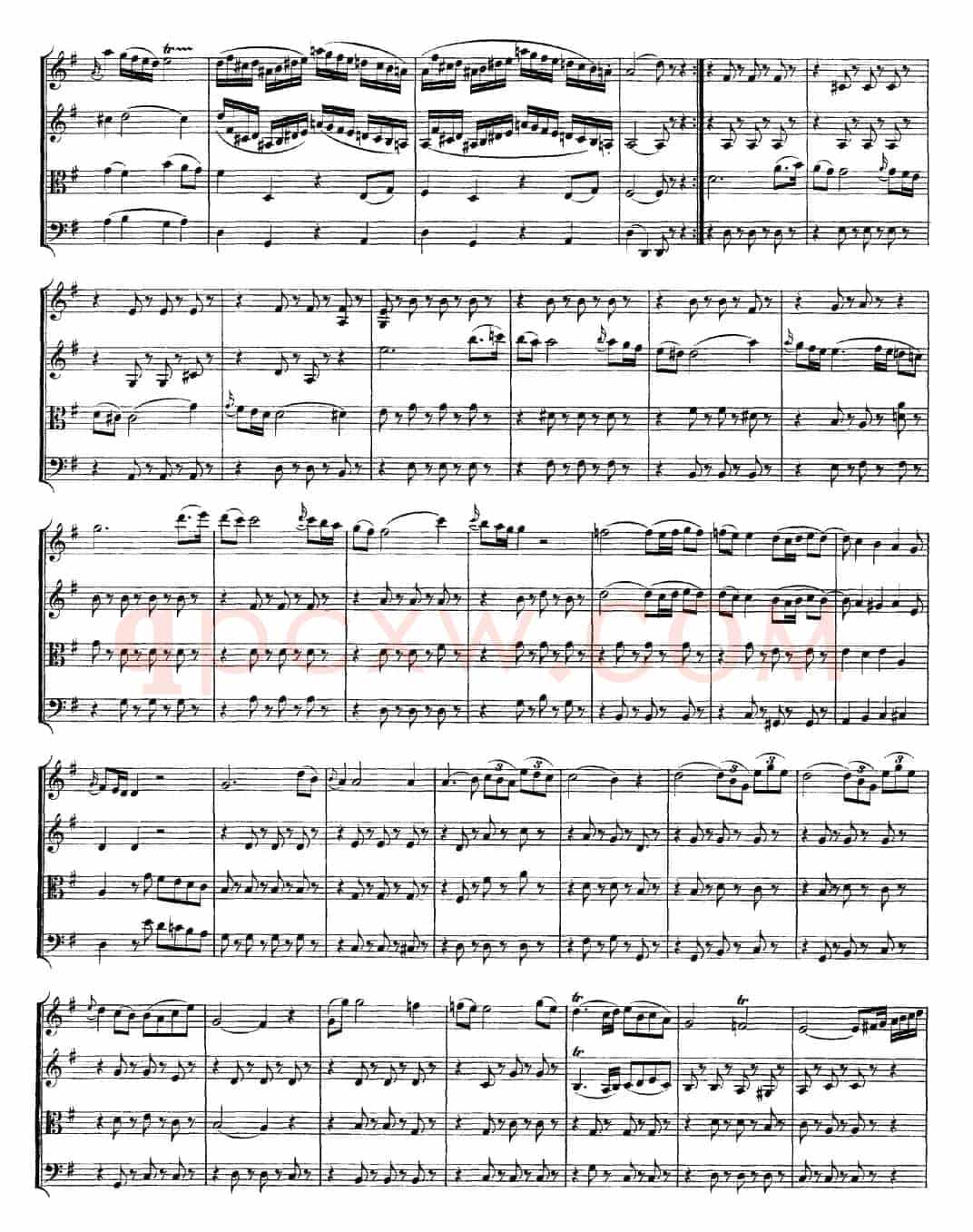 Mozart《Quartet No.10 in C Major,K.170》（总谱）