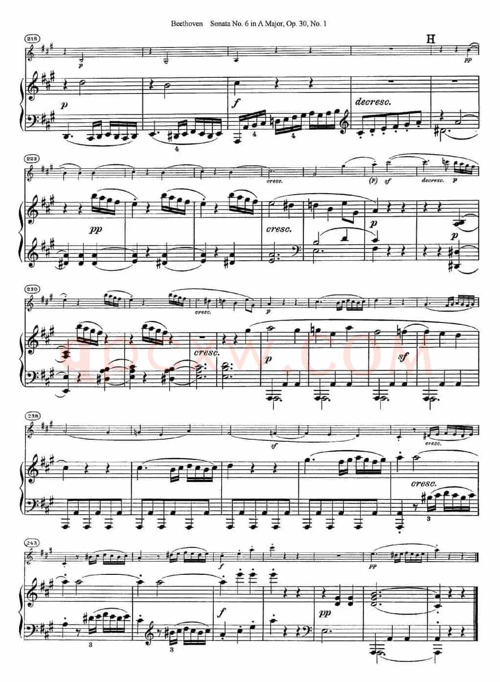 Violin Sonata No.6 in A Major Op.30 No.1（小提琴+钢琴伴奏）
