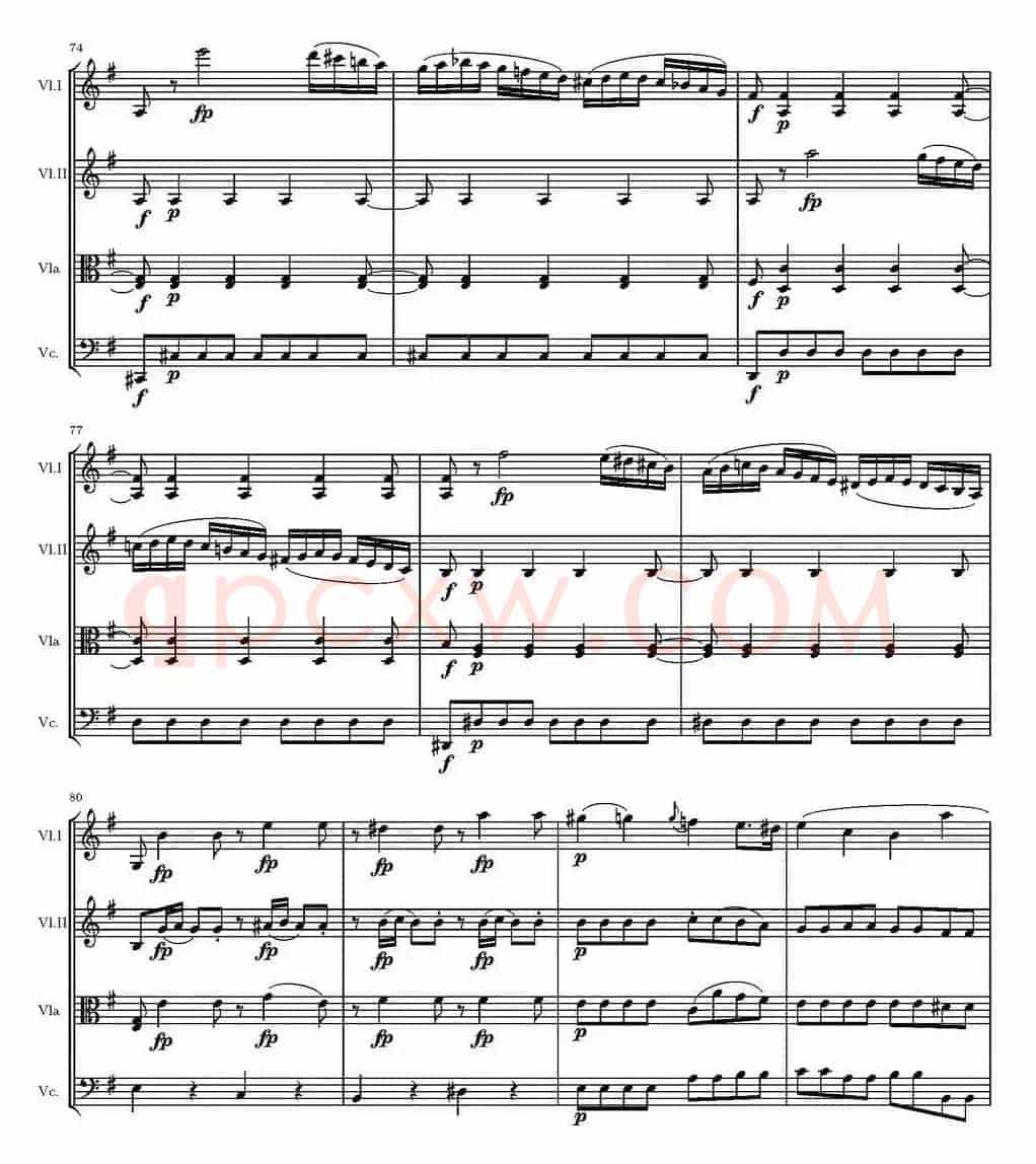 String Quartet KV.387（G大调弦乐四重奏）