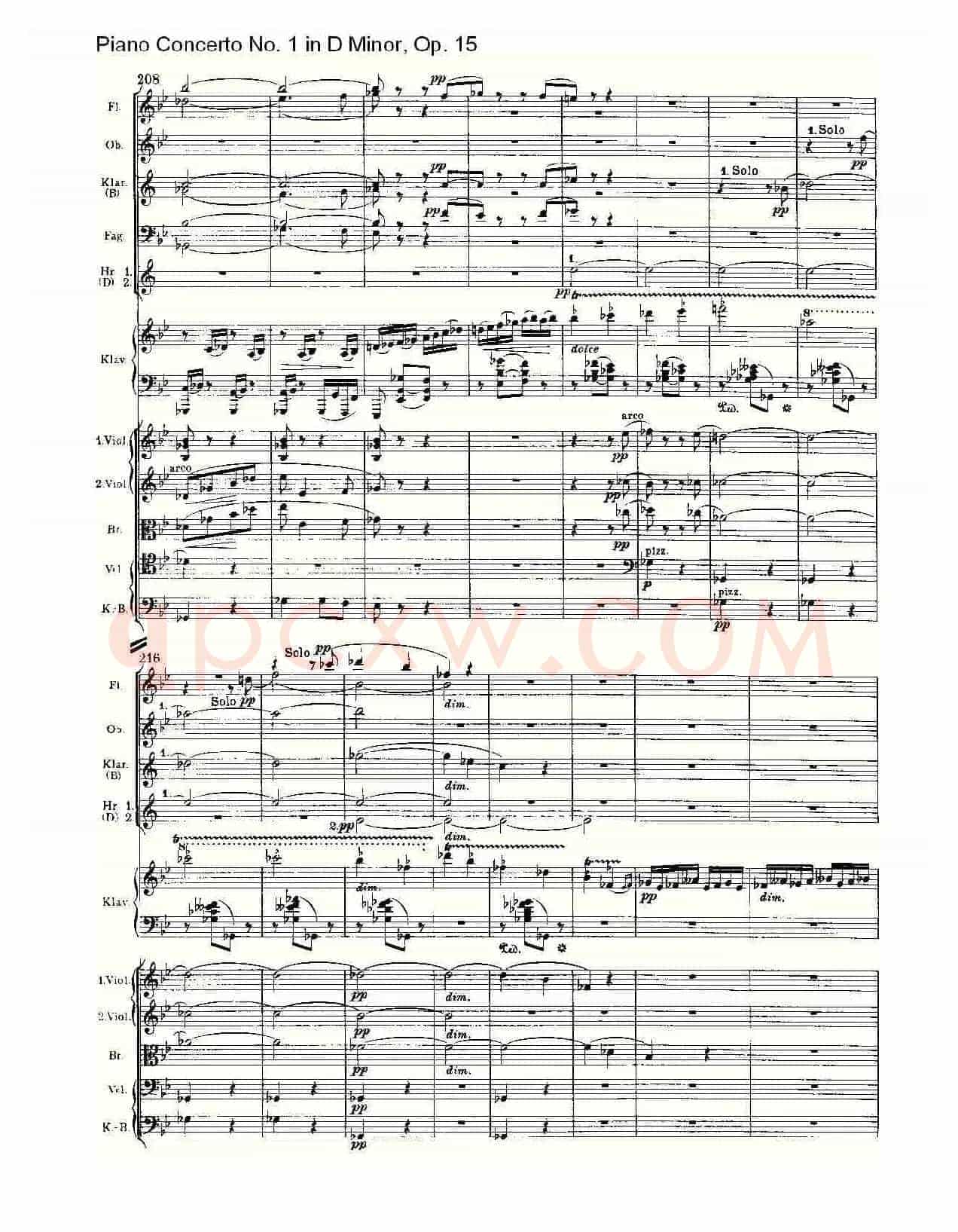 D小调钢琴第一协奏曲, Op.15第三乐章(一)