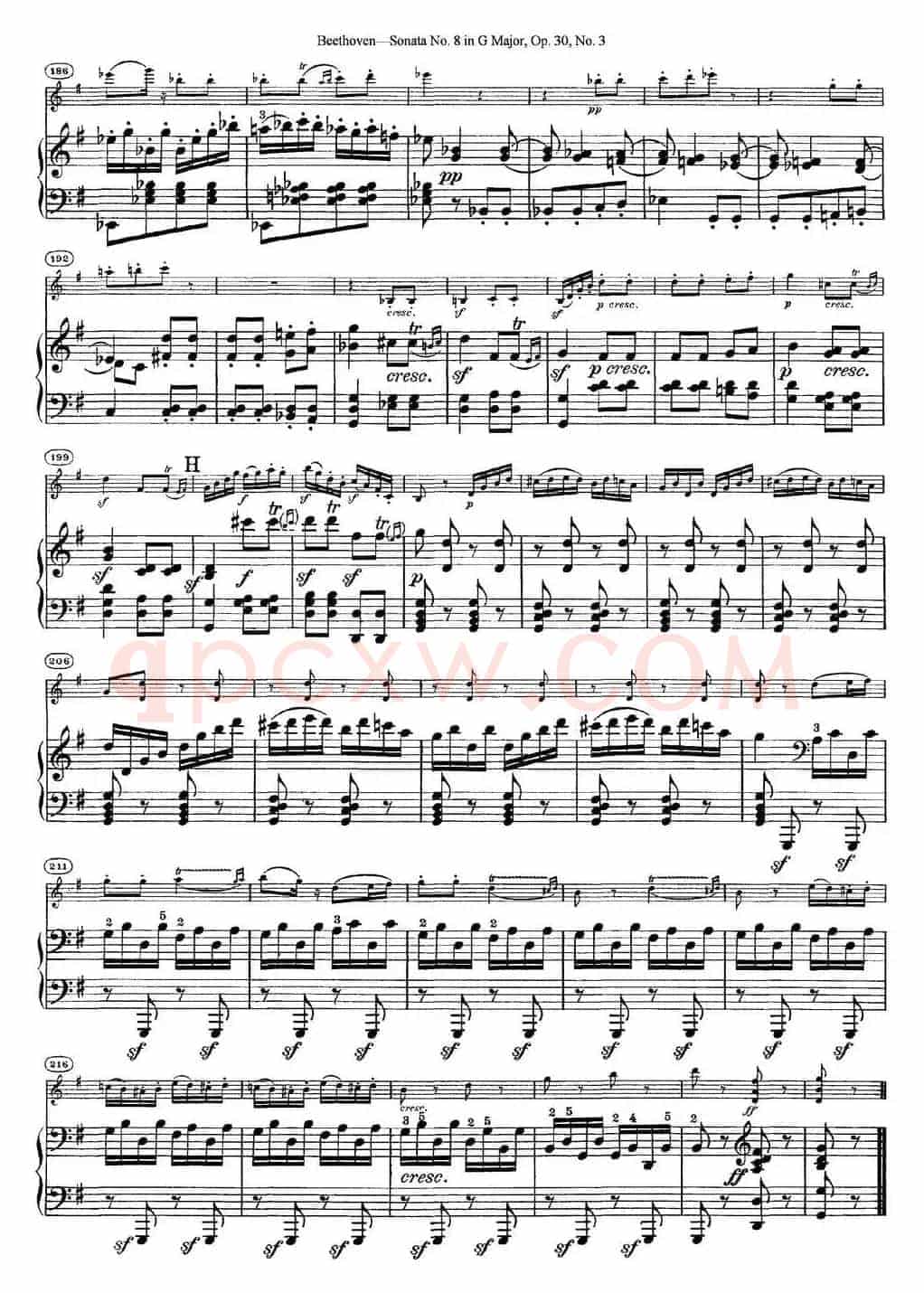Violin Sonata No.8 in G Major Op.30 No.3（小提琴+钢琴伴奏）
