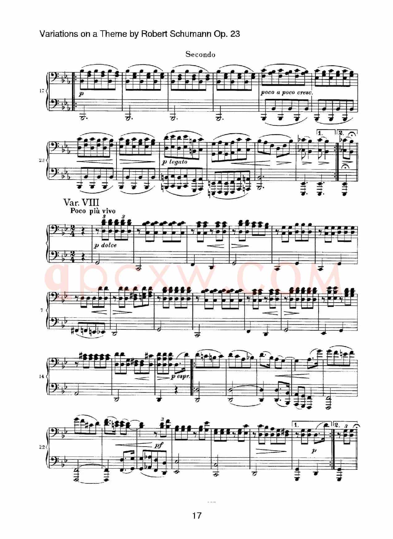 Variations on a Theme by Robert Schumann Op.23(舒曼主题变奏曲)(四手联弹)