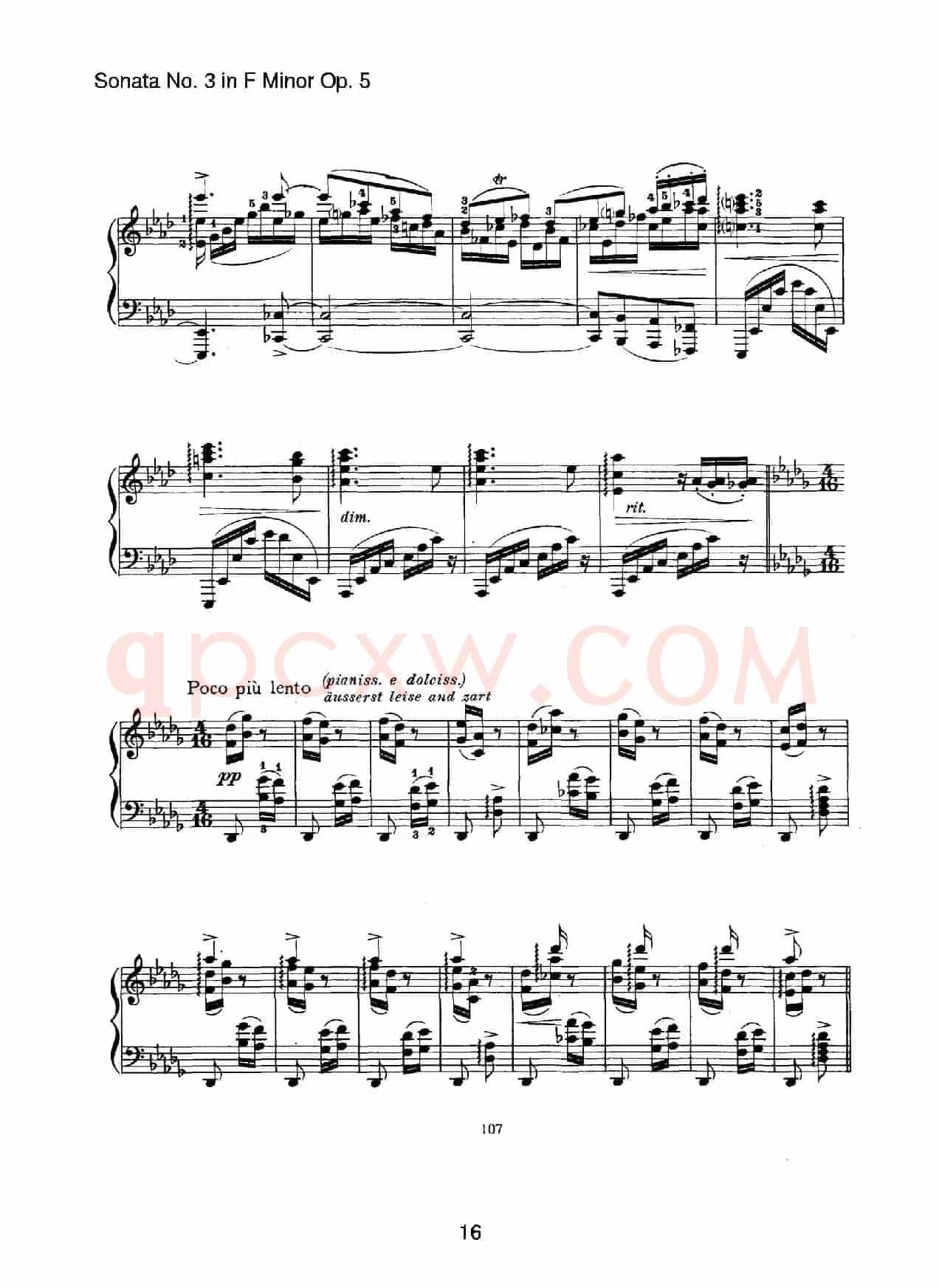 Piano Sonata No.3 in f Minor Op.5(f小调第三钢琴奏鸣曲)