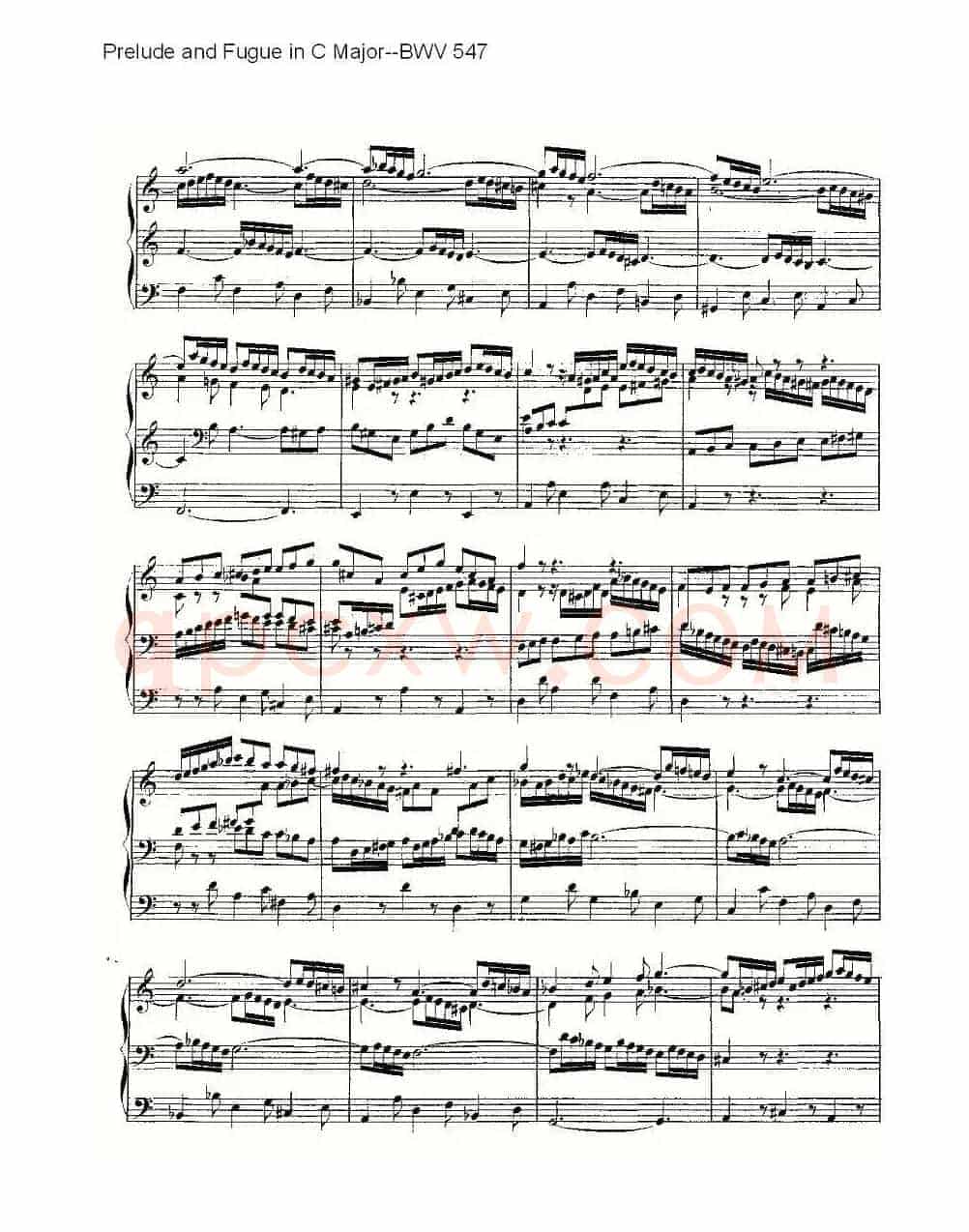 Prelude and Fugue in C Major--BWV 547 (管风琴谱)