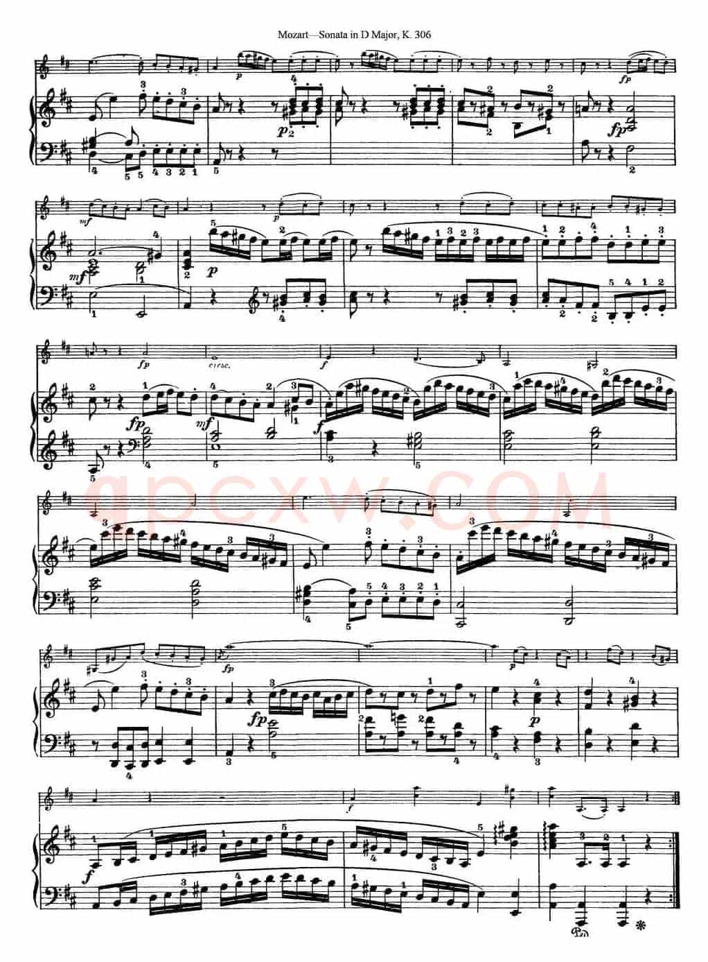 Violin Sonata in D Major K.306（小提琴+钢琴伴奏）