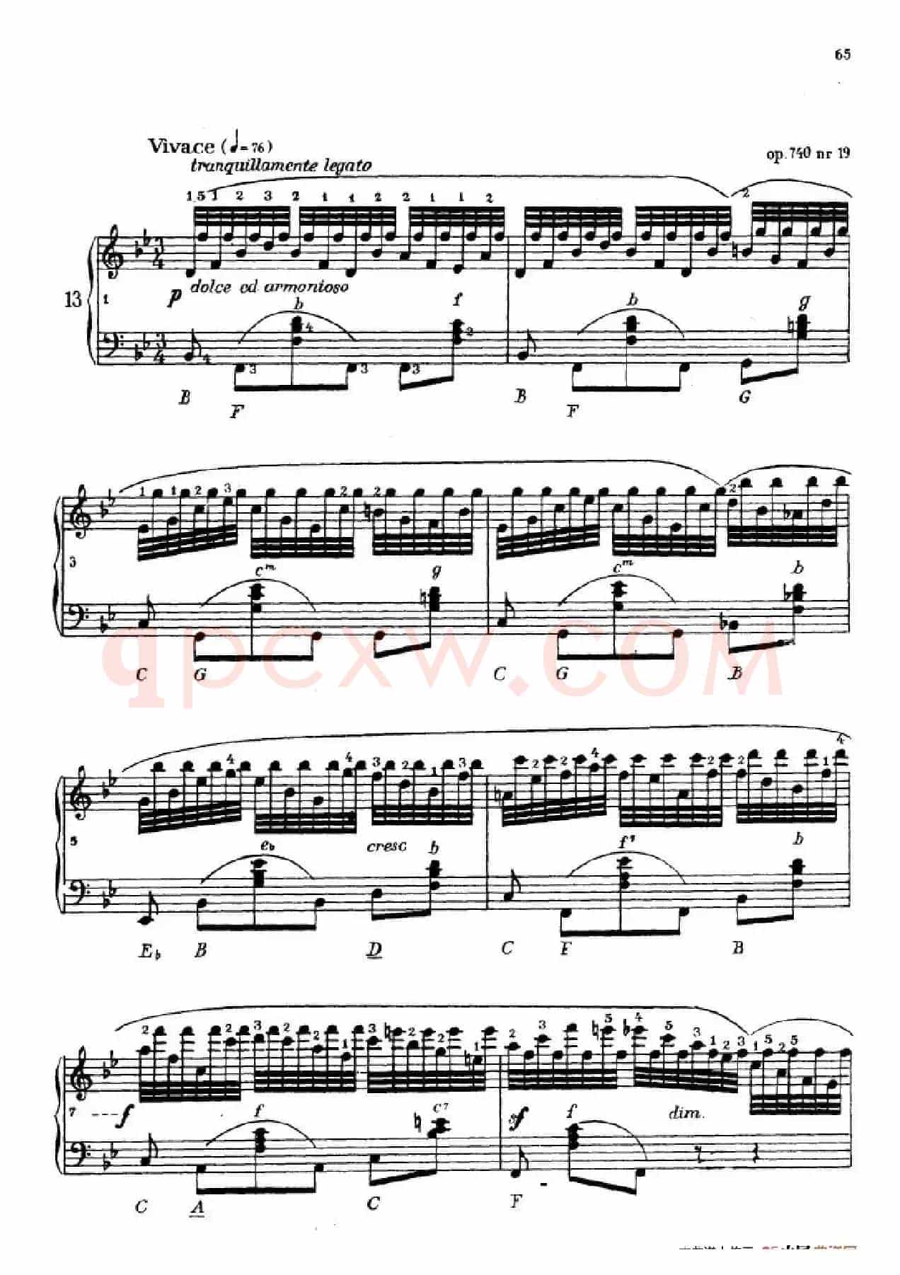 《车尔尼手风琴练习曲集》第Ⅳ册（第13首）