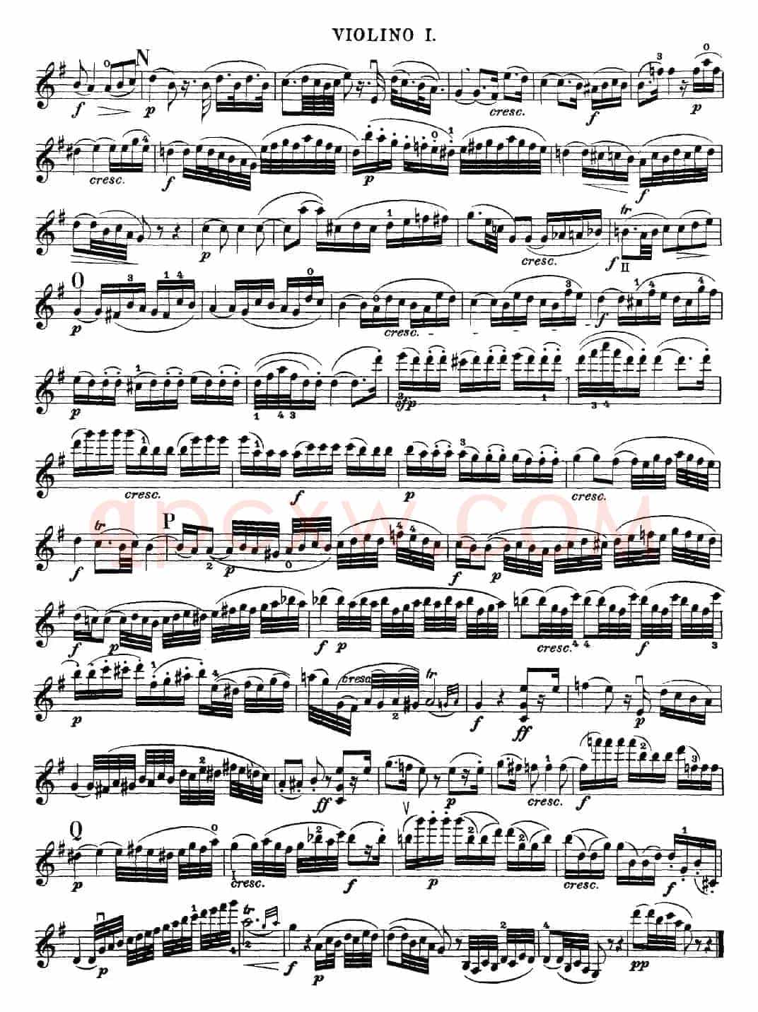 Mozart《Quartet No.20 in D Major,K.499》（Violin 1分谱）