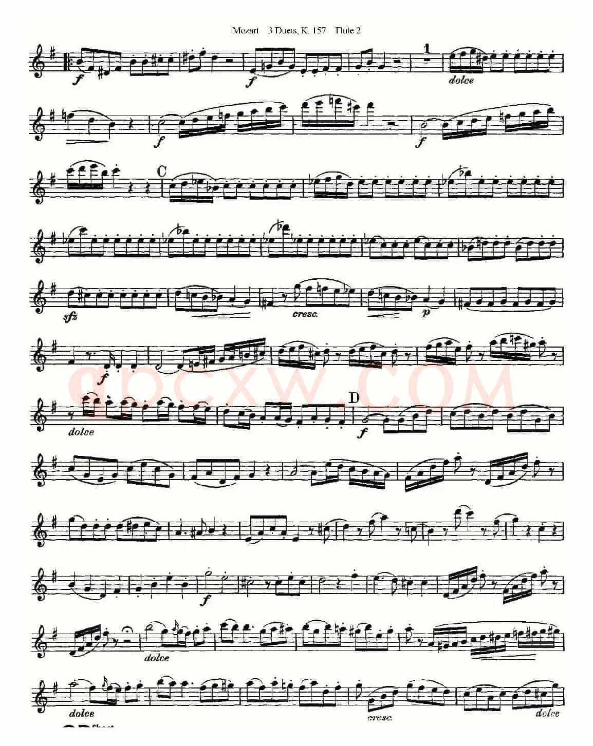 3 Duets K.157 之第二长笛（二重奏三首 K157号）