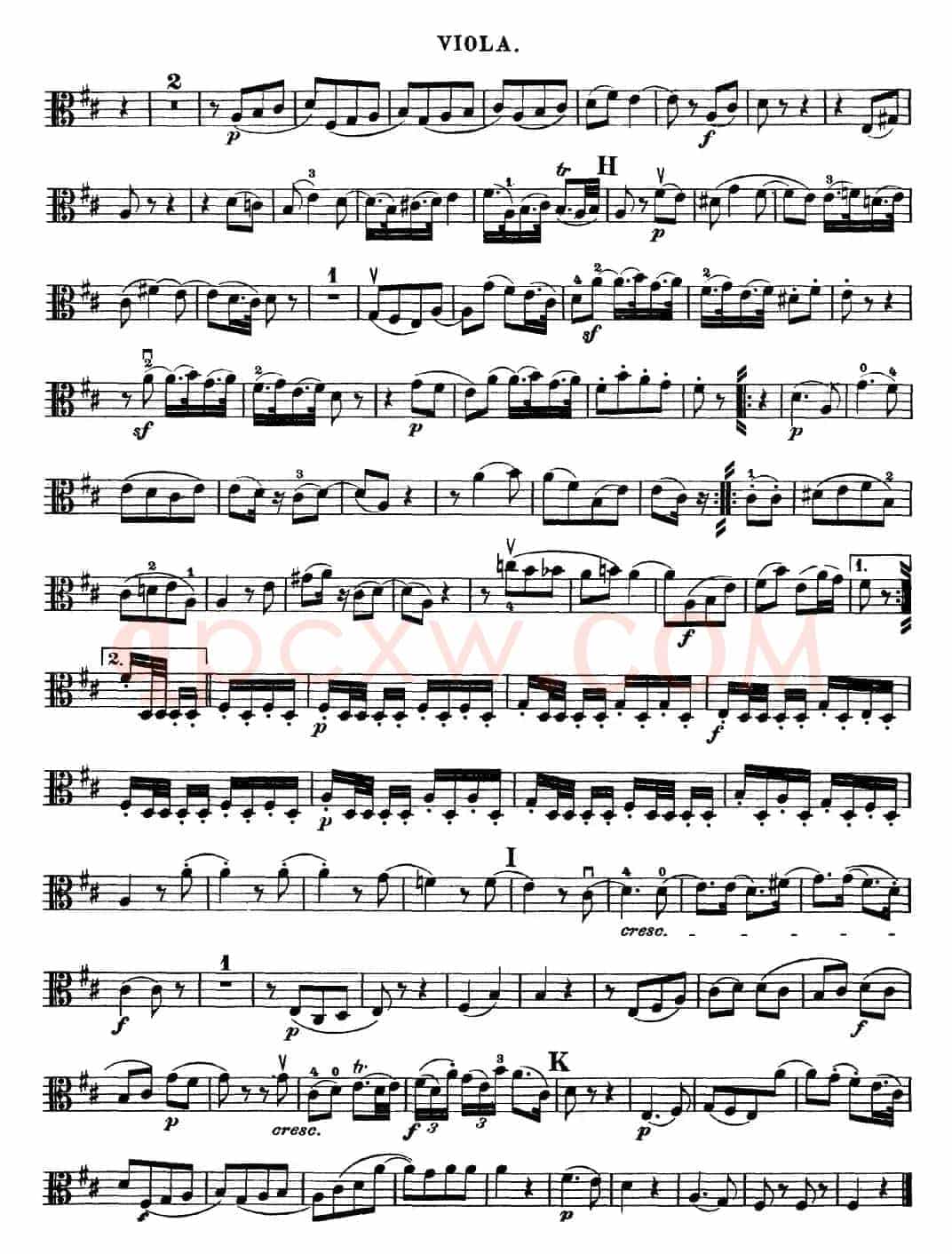 Mozart《Quartet No.18 in A Major,K.464》（Viola分谱）