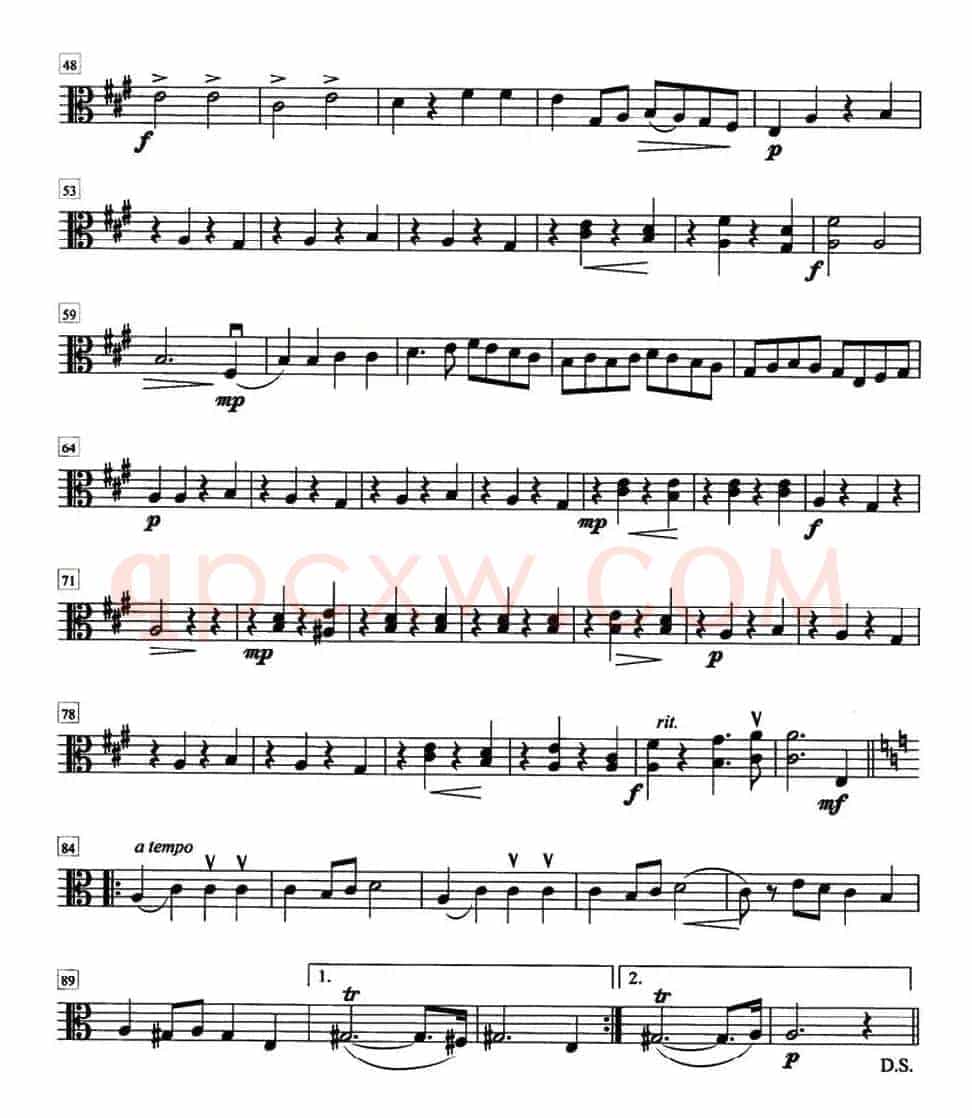 金婚曲（加布瑞尔马利作曲版、四重奏中提琴分谱）