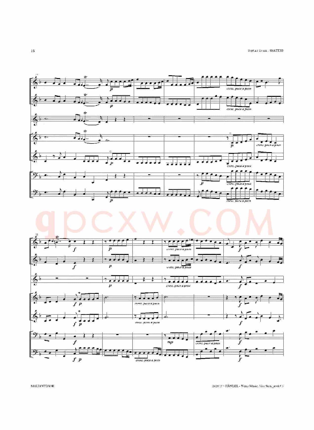 Water Music（HWV.348 No.1）（萨克斯合奏总谱）