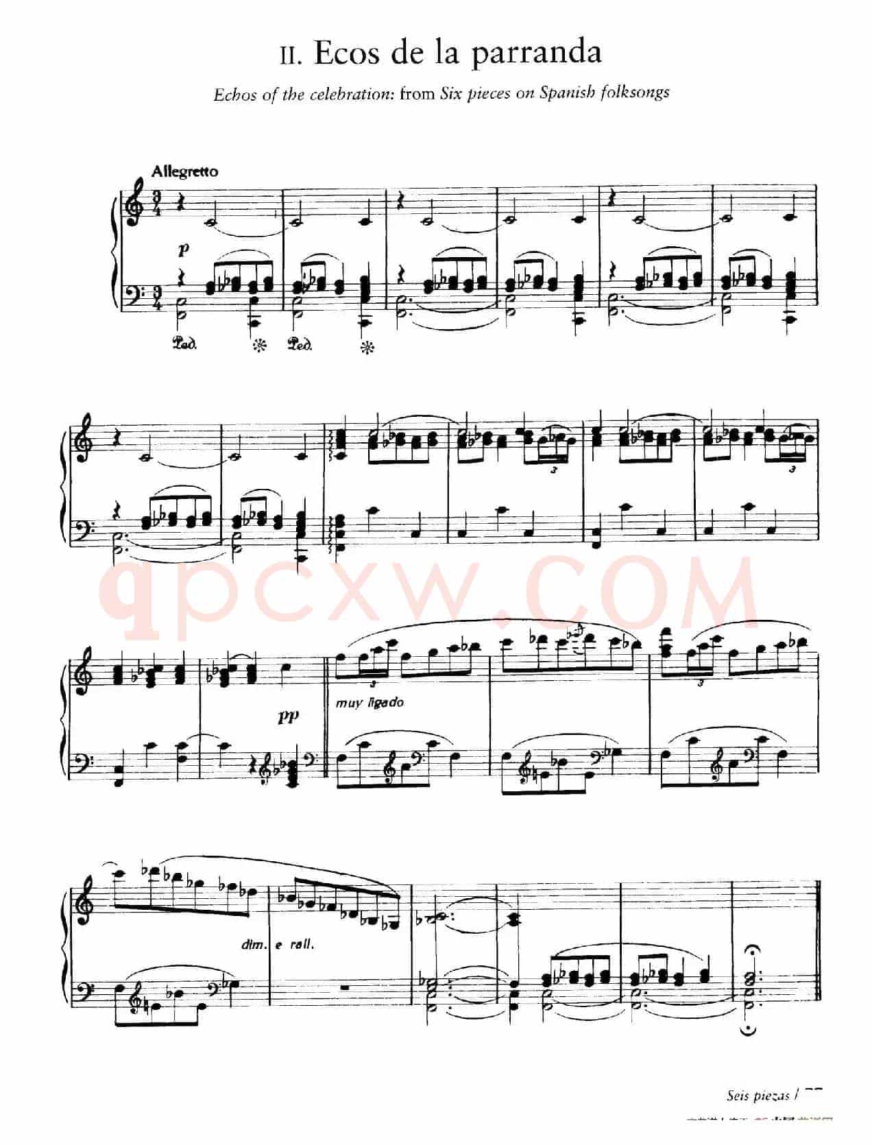 Six Pieces on Spanish Folksongs H.125(6首西班牙民谣小品·3. 节日的回忆 Ecos de la parranda)