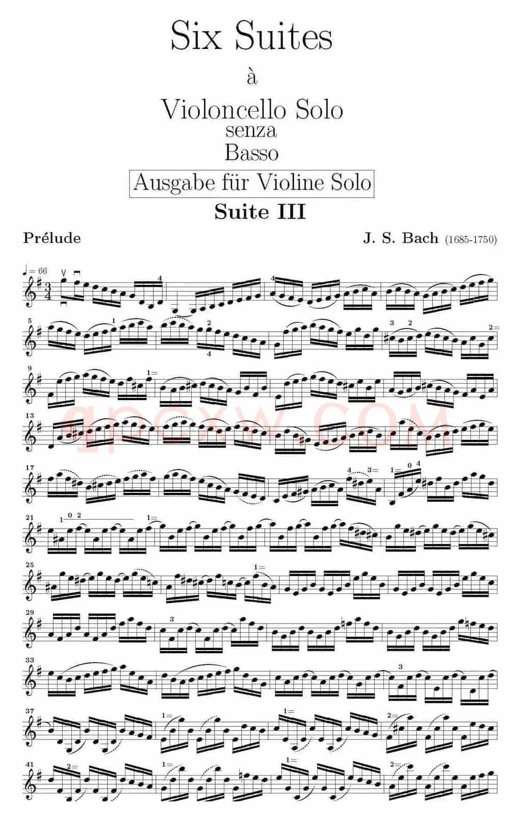 Six Suite Violincello Solo senza Basso(Suite III)(6首无伴奏大提琴组曲·Ⅲ)
