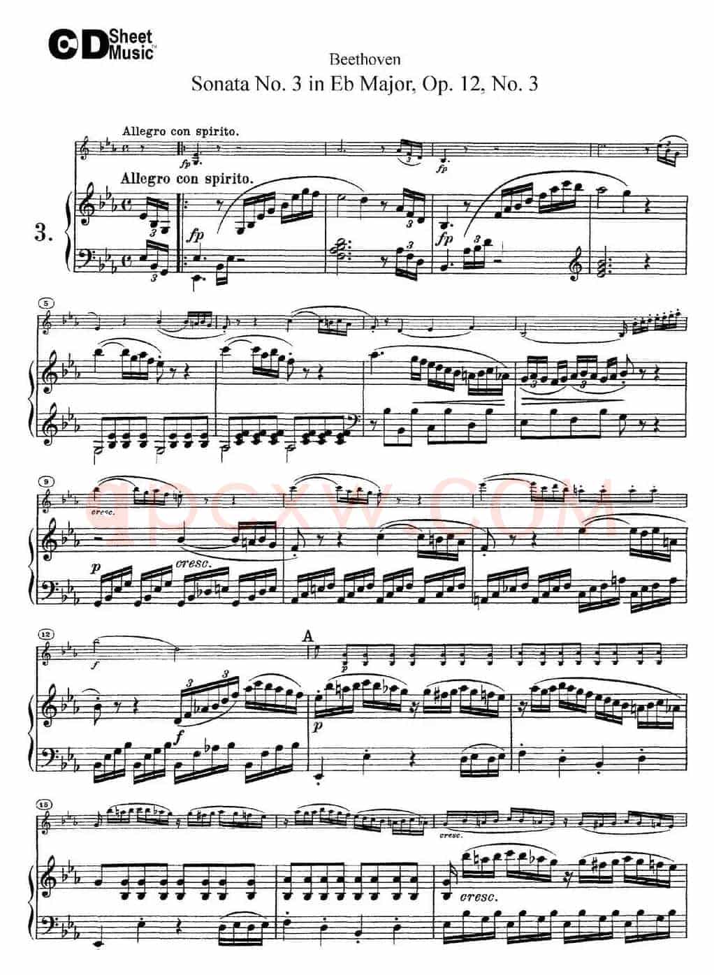 Violin Sonata No.3 in Eb Major Op.12 No.3（小提琴+钢琴伴奏）