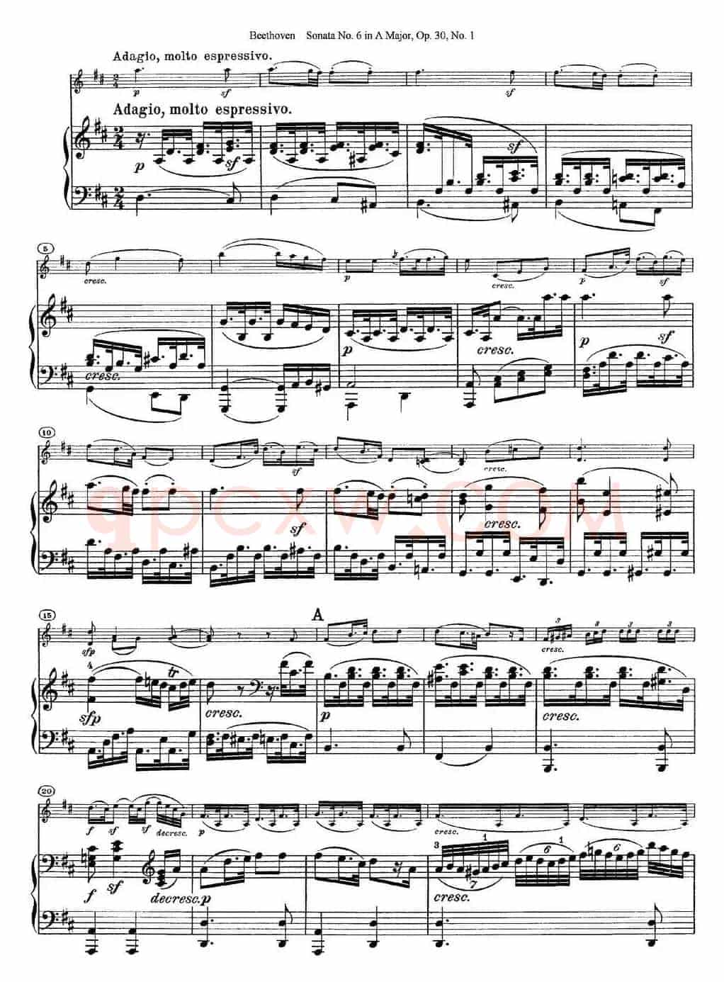 Violin Sonata No.6 in A Major Op.30 No.1（小提琴+钢琴伴奏）
