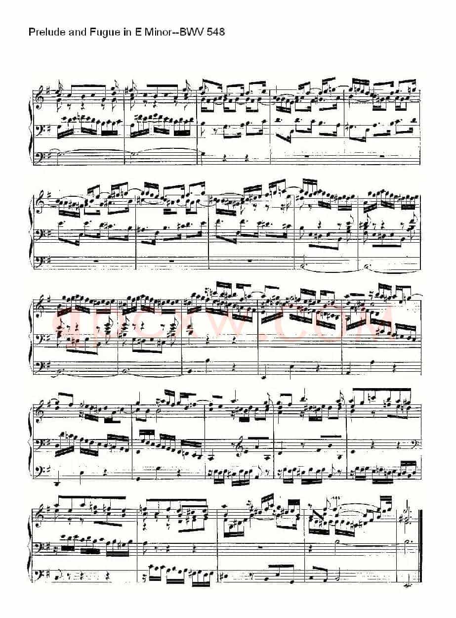 Prelude and Fugue in E Minor--BWV 548 (管风琴谱)