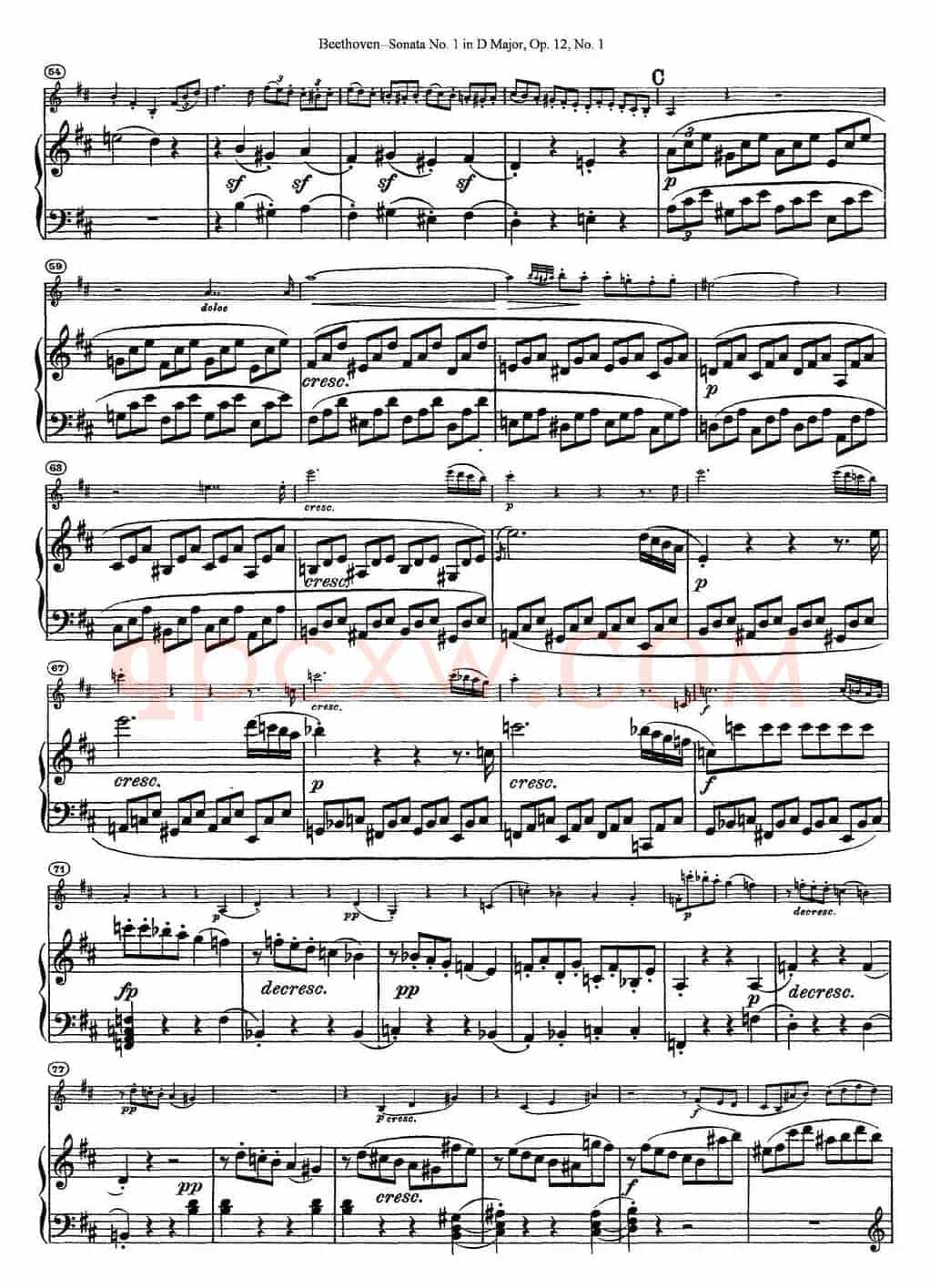 Violin Sonata No.1 in D Major Op.12 No.1（小提琴+钢琴伴奏）