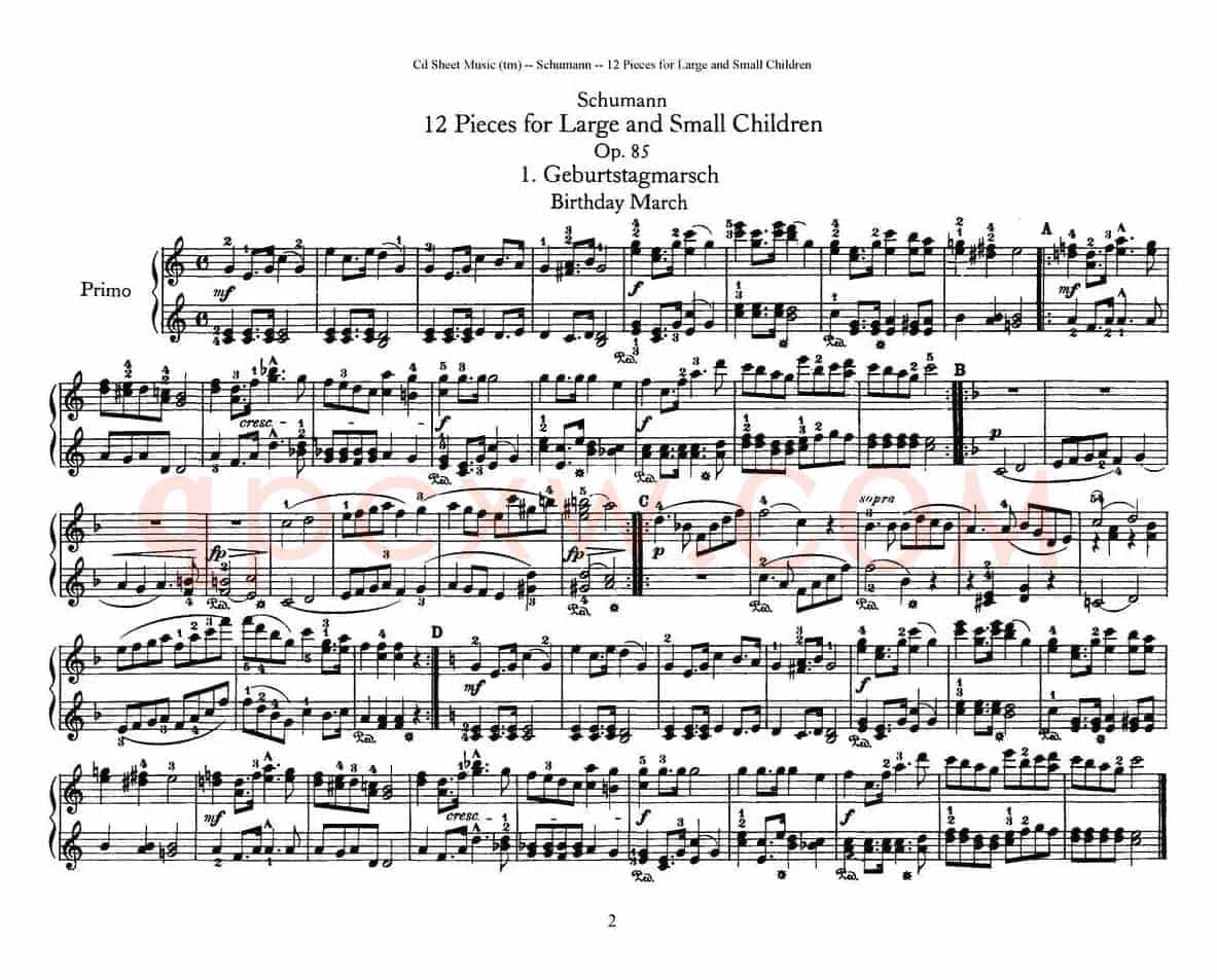 12首为孩子们而作的四手联弹曲 Op.85(四手联弹)(1)