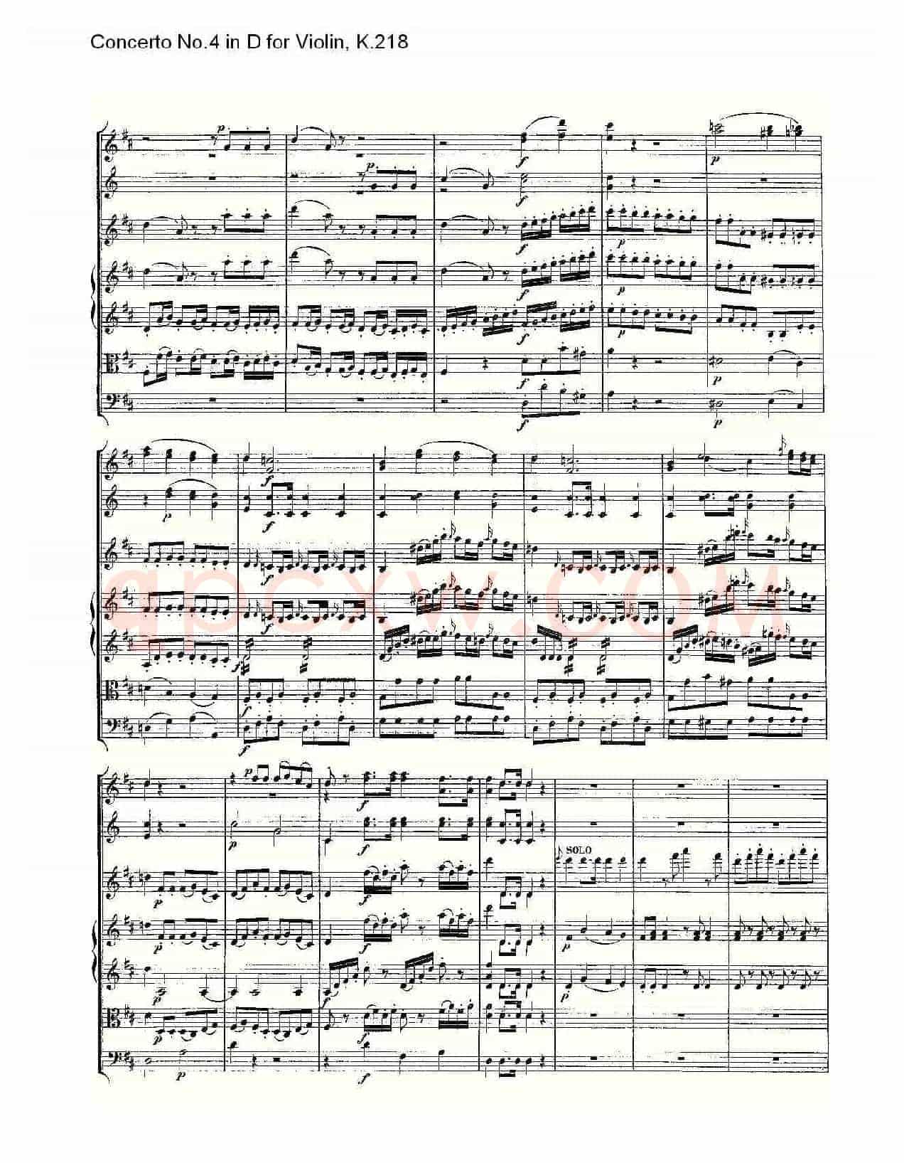 Concerto No.4 in D for Violin, K.218（D调小提琴第四协奏曲，K）