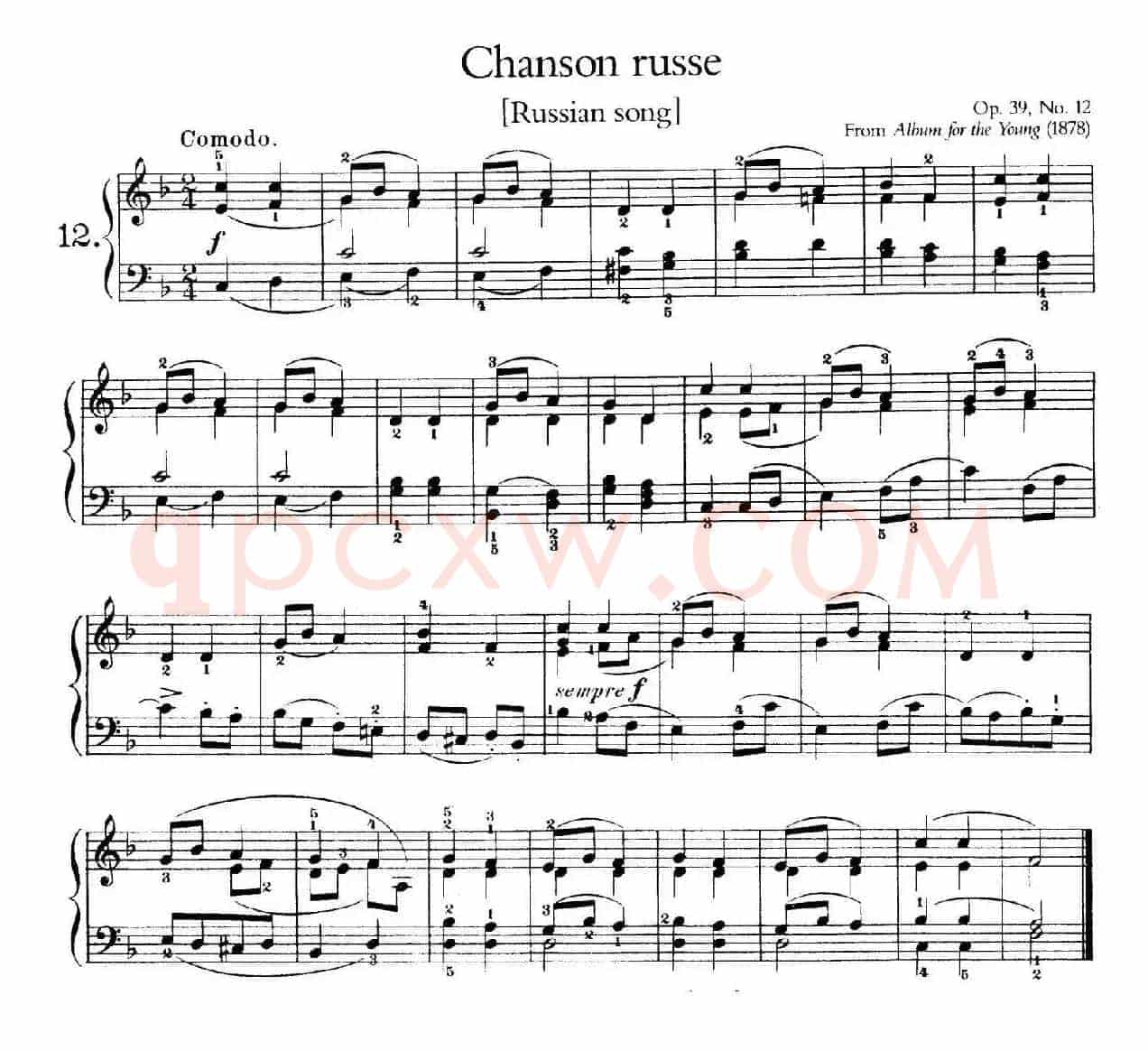 Album for the Young Op.39（儿童钢琴曲集）（12. 俄罗斯民歌 Russian Song）