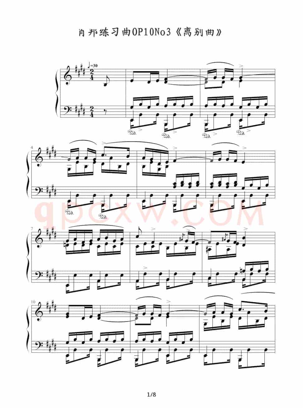 Chopin.肖邦 练习曲 Op.10 No.3 离别曲