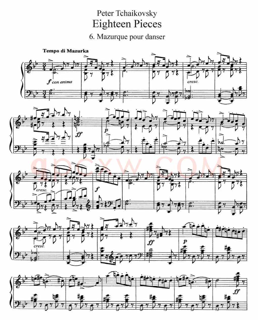 柴可夫斯基18首钢琴小品Op.72(6.Mazurque pour danser)