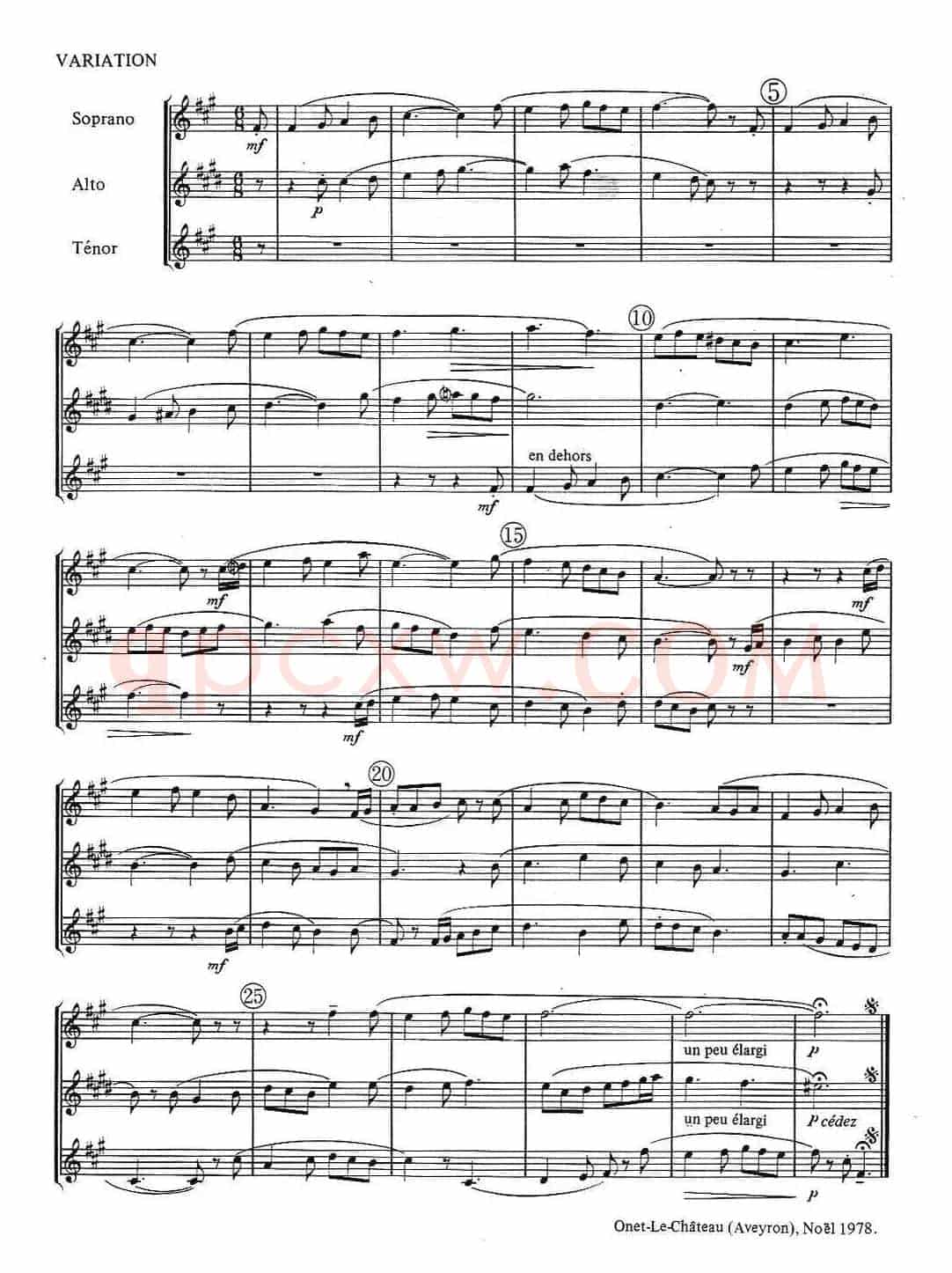 jean Bouvard 编写的6首萨克斯四重奏之一