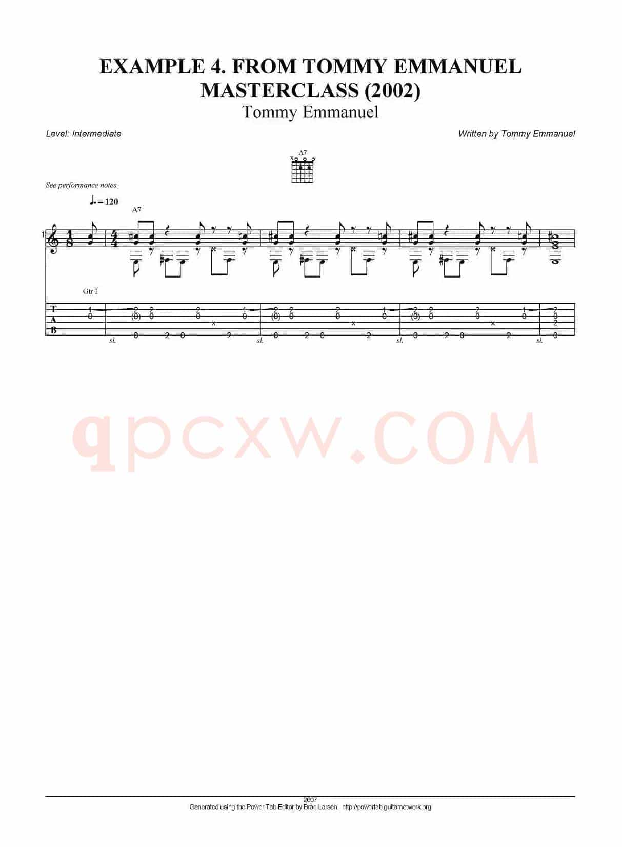 tommy emmanuel：masterclass example-4（指弹吉他）