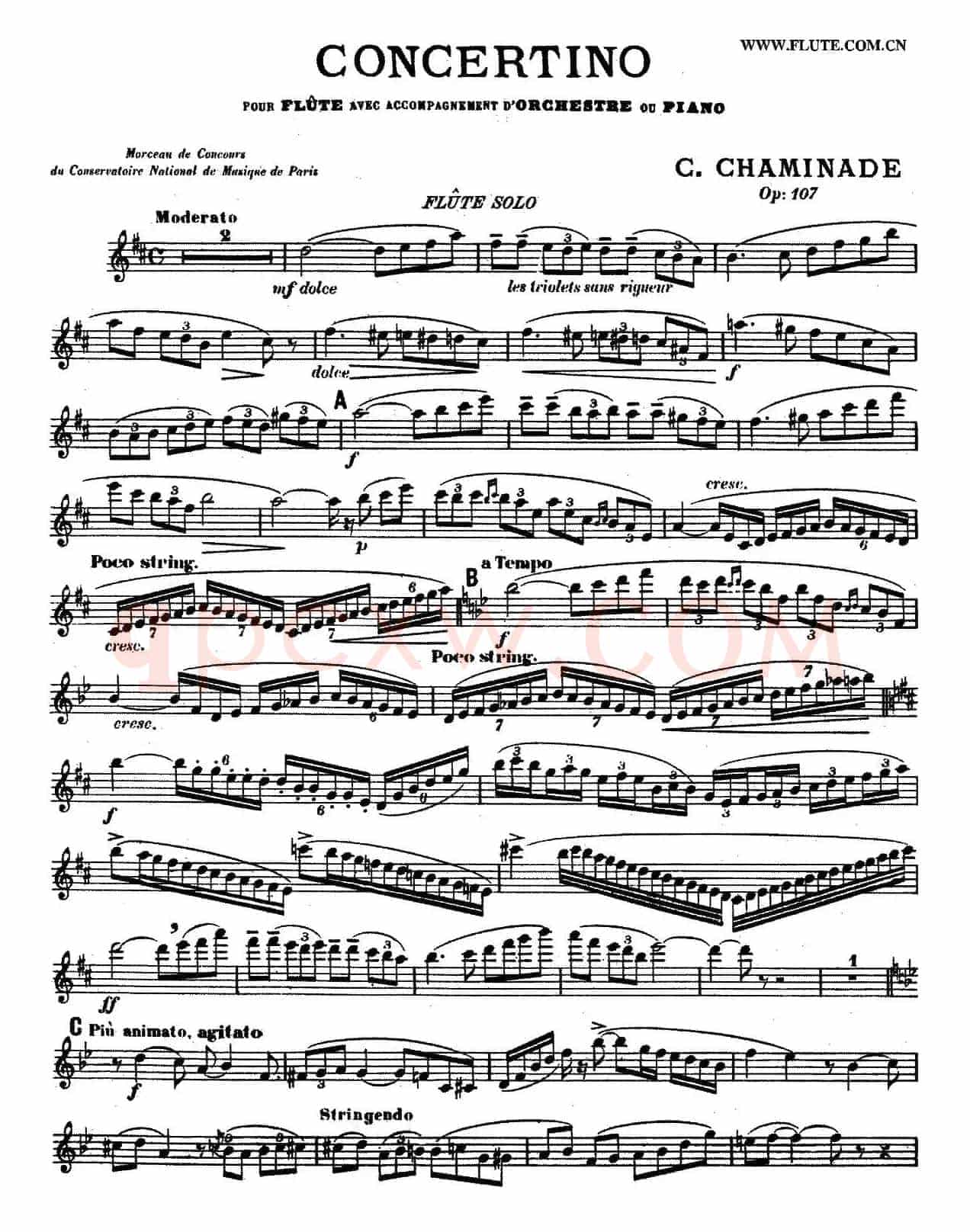 Concertino Op107（长笛协奏曲长笛独奏）