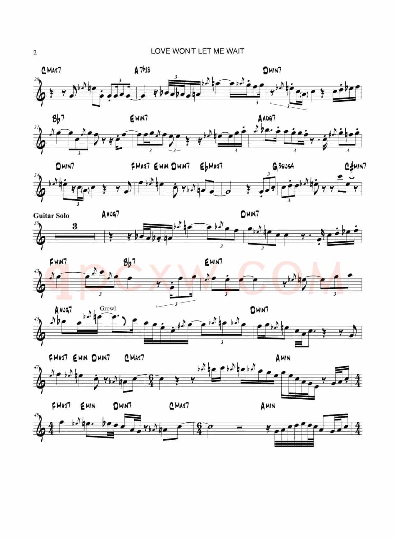 Love Wont Let Me Wait（次中音萨克斯）