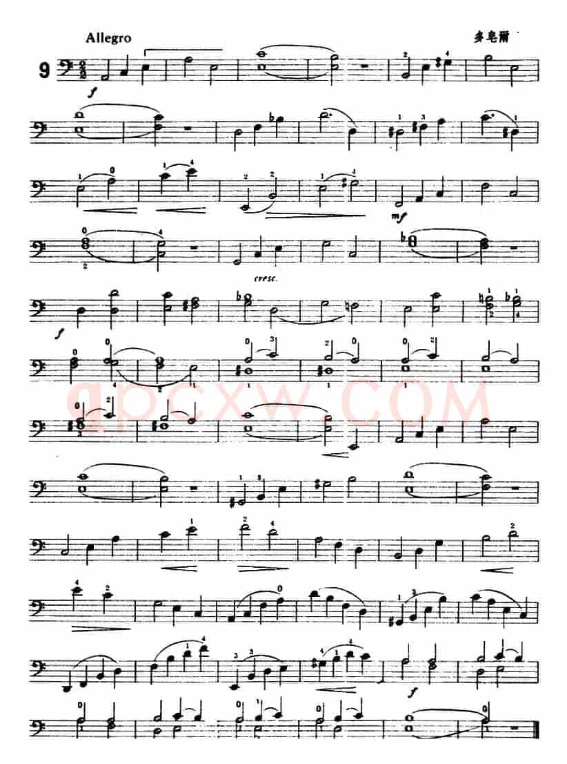 鲍斯特列姆大提琴练习曲（9-13）