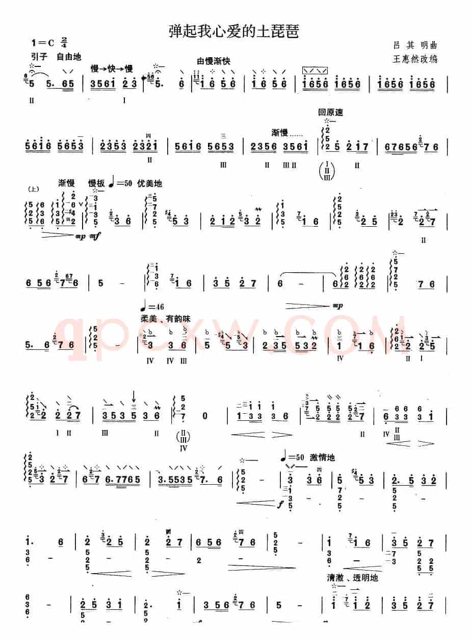 柳琴考级曲目六级：弹起我心爱的土琵琶