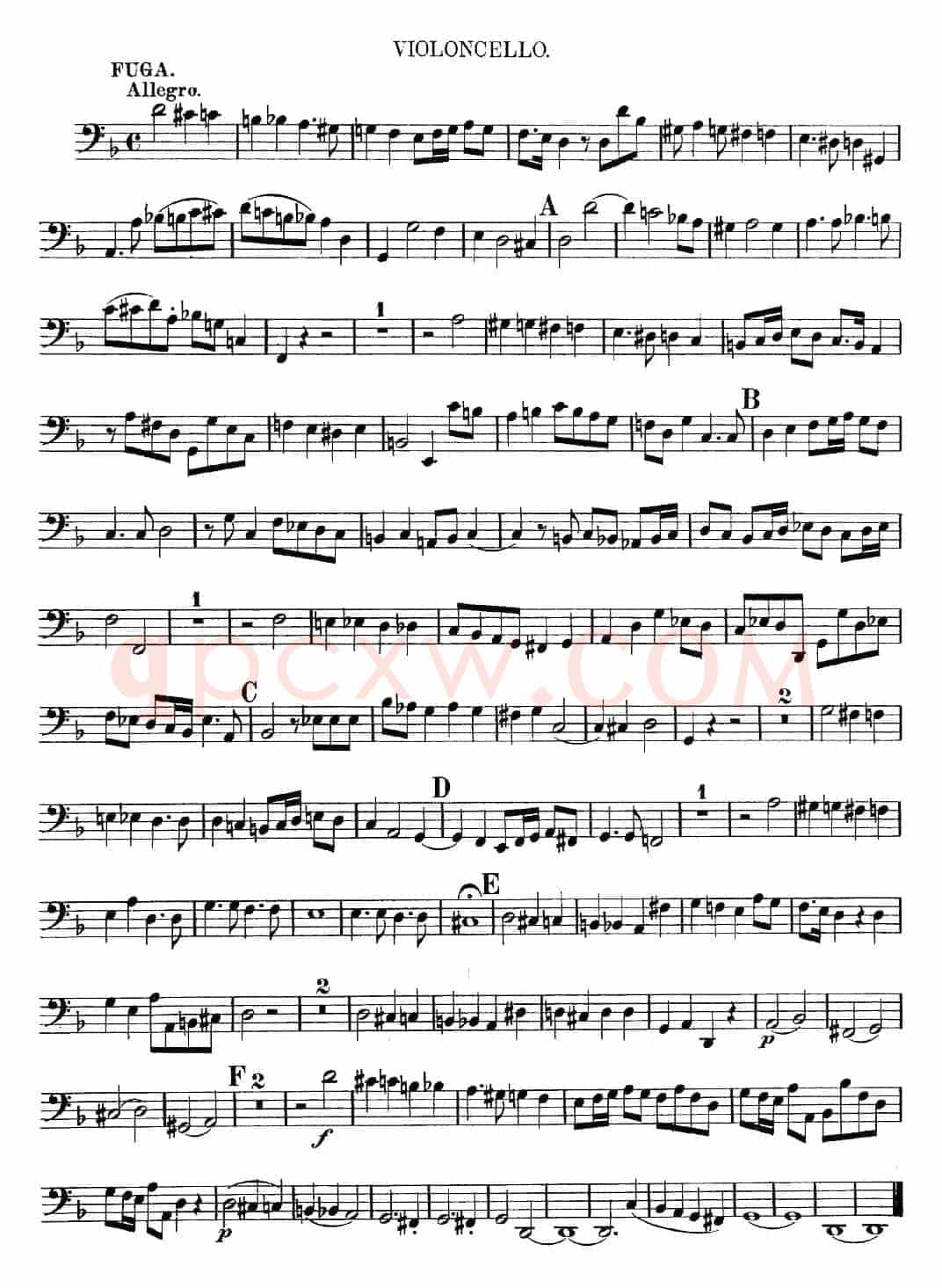 Mozart《Quartet No.13 in D Minor,K.173》（Cello分谱）