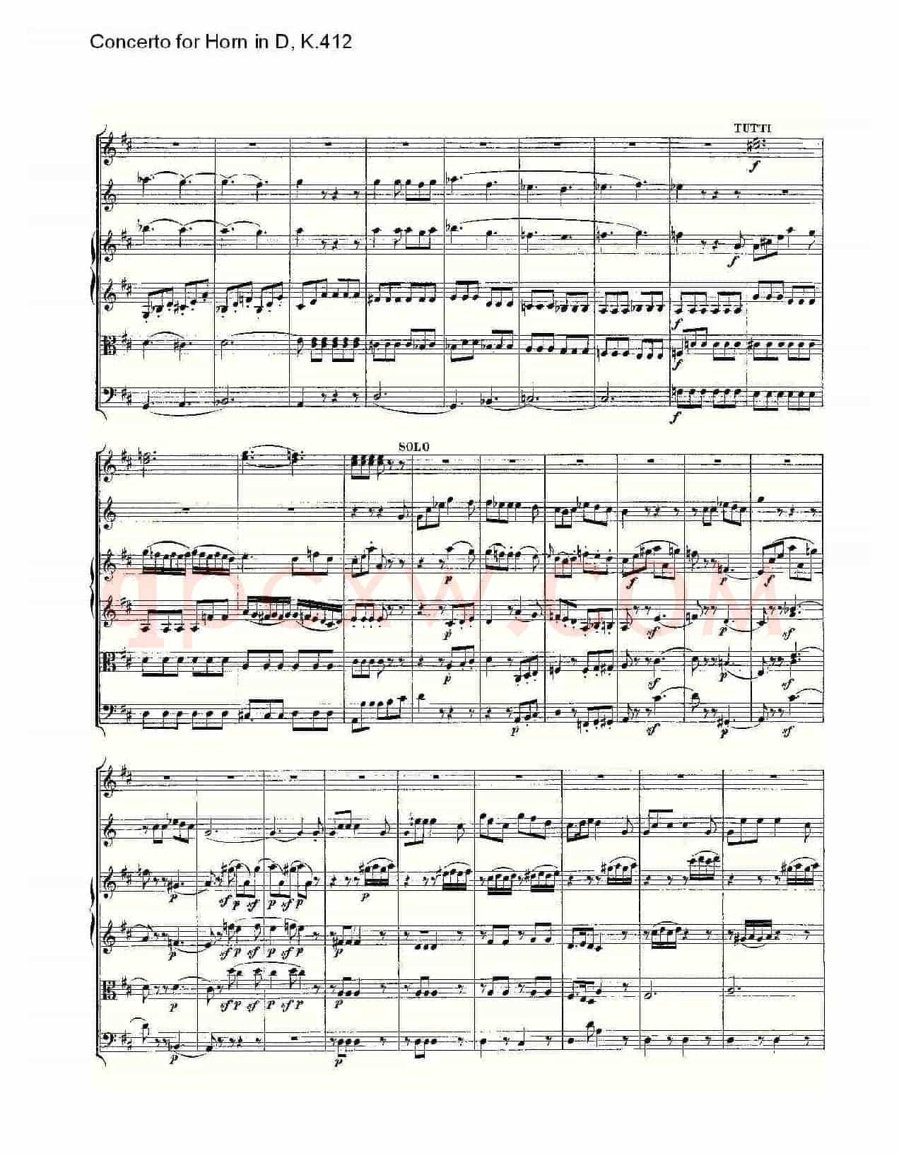 Concerto for Horn in D, K.412(D调法国号协奏曲, K.412)