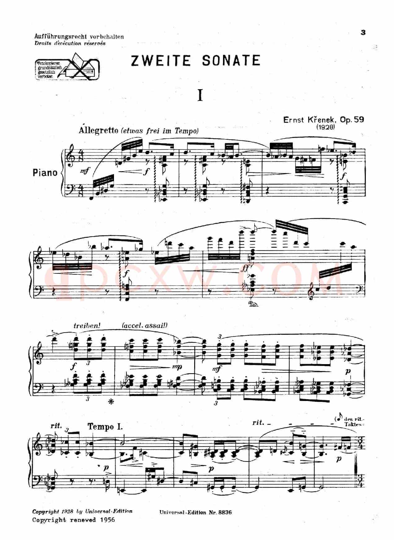 克热内克-第二钢琴奏鸣曲（Piano Sonata No.2 Op.59）