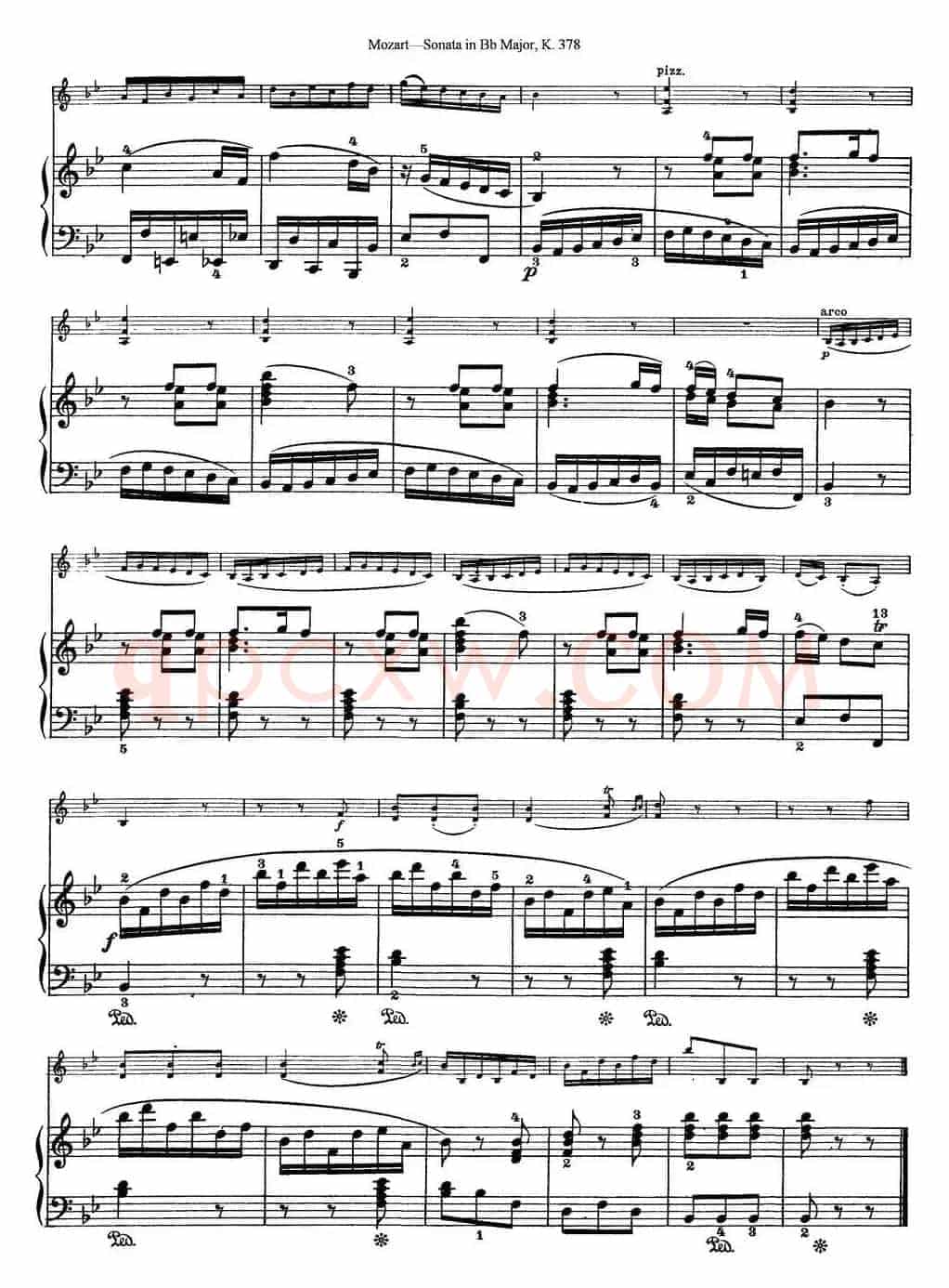 Violin Sonata in Bb Major K.378（小提琴+钢琴伴奏）