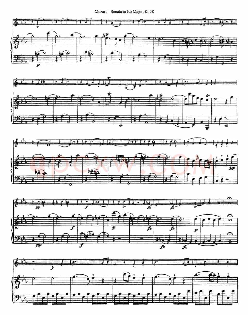 Violin Sonata in Eb Major K.58（小提琴+钢琴伴奏）