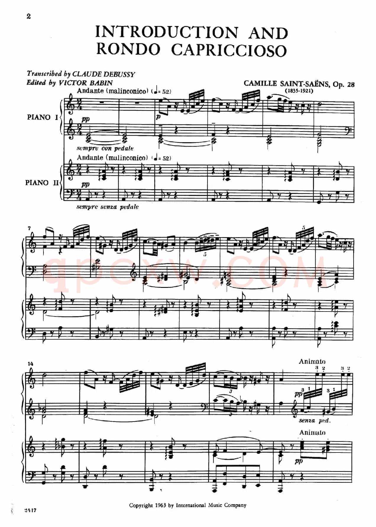 Introduction et Rondo Capriccioso Op.28(引子与随想回旋曲·双钢琴)