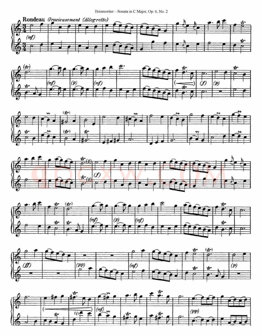 博伊斯卯绨C大调双长笛奏鸣曲Op.6（NO.2）