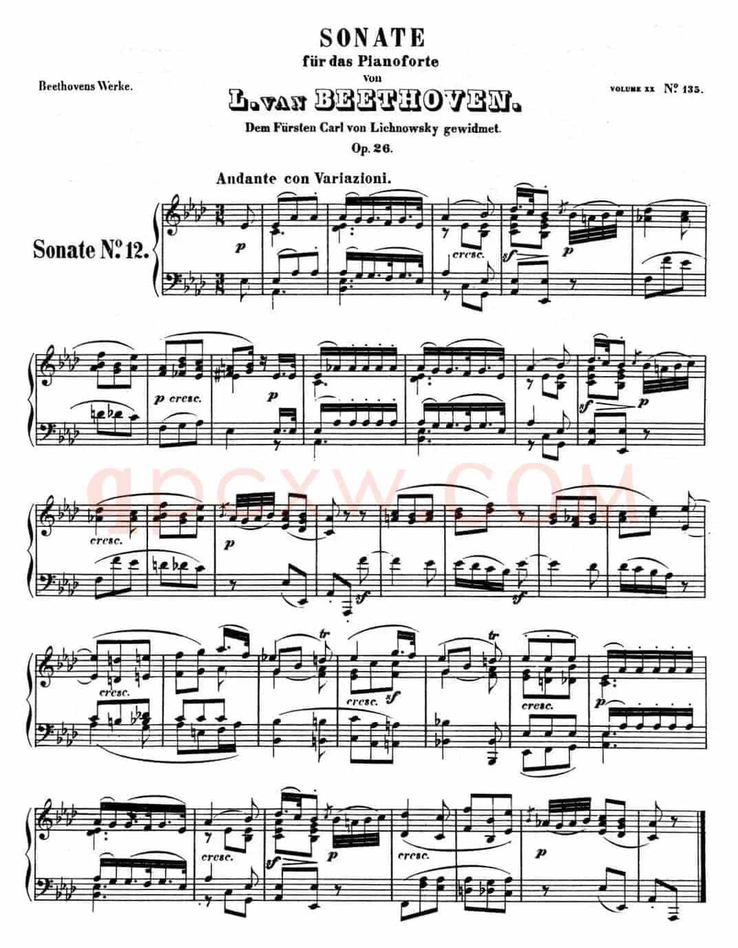 贝多芬钢琴奏鸣曲12 葬礼进行曲 降A大调 Op.26 A-flat major
