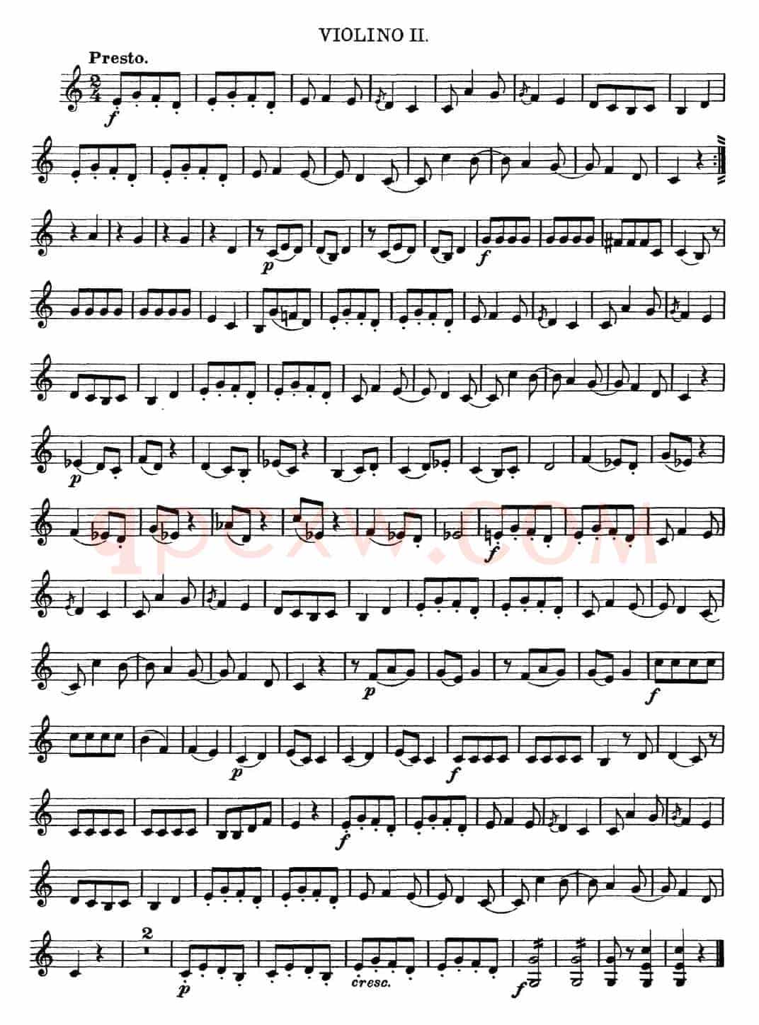 Mozart《Quartet No.4 in C Major,K.157》（Violin 2分谱）